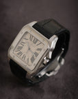 SOLD Cartier Santos 100 unpolished with papers 2656