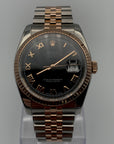 SOLD Rolex Datejust 36 Rolesor Everose Fluted / Jubilee / Black Roman - 116231
