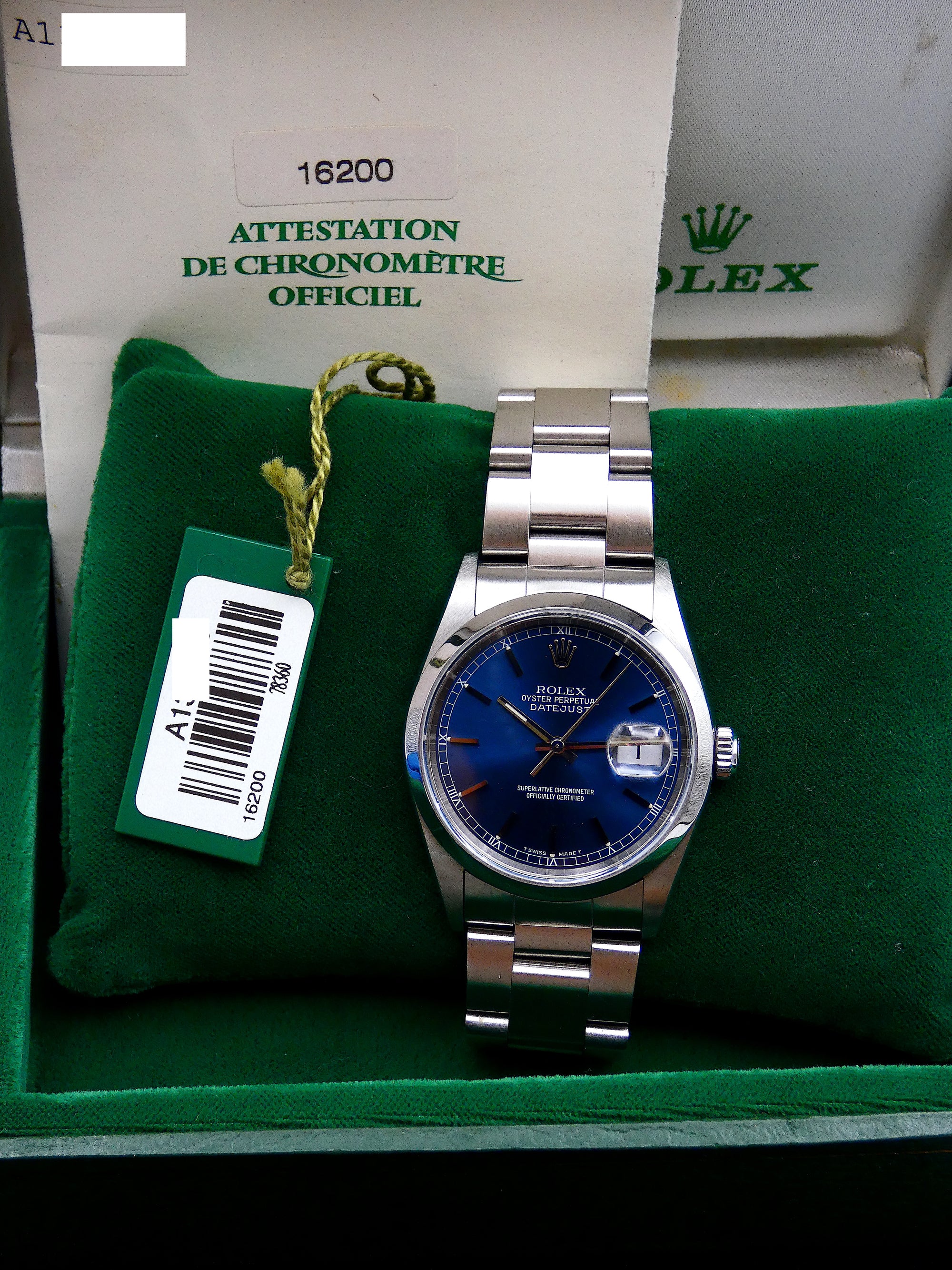 RES Rolex Datejust 36 1999 / minty 16200 blue
