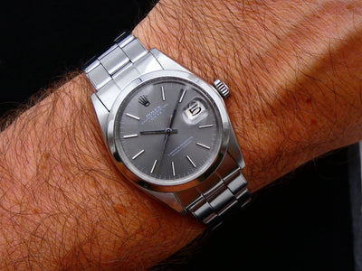 SOLD Rolex Oyster Perpetual Date Ghost rivet Rare grey dial / 1970
