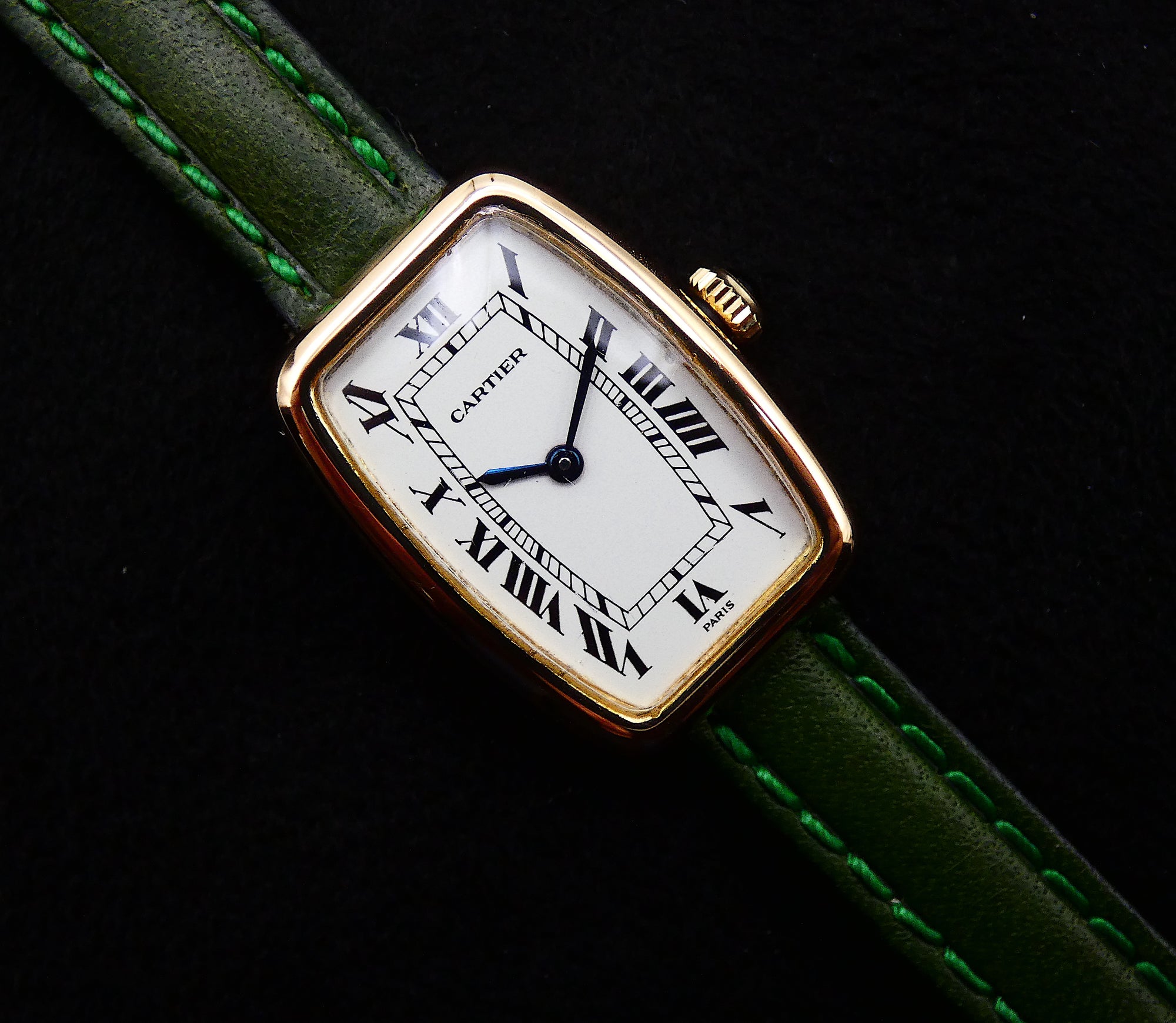 SOLD Cartier Tonneau Vintage Tonneau Tank Faberge Manuel Movement 18K
