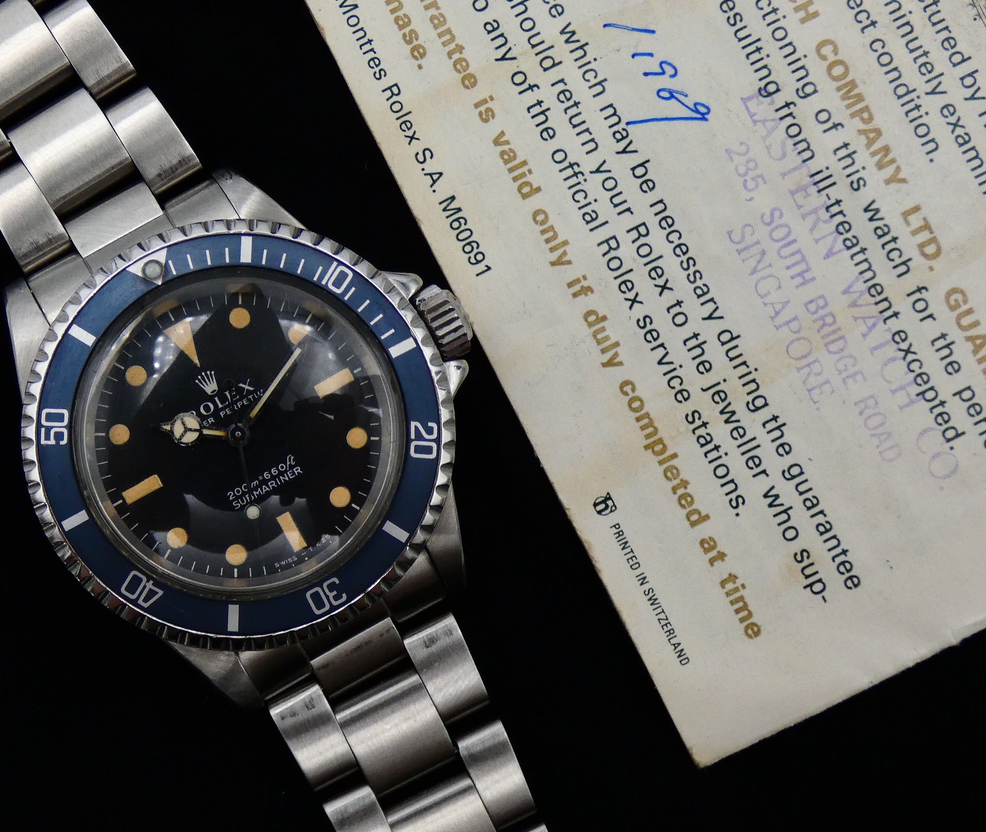 SOLD Rolex Submariner (No Date) Certified 5513 / Meters first / full set