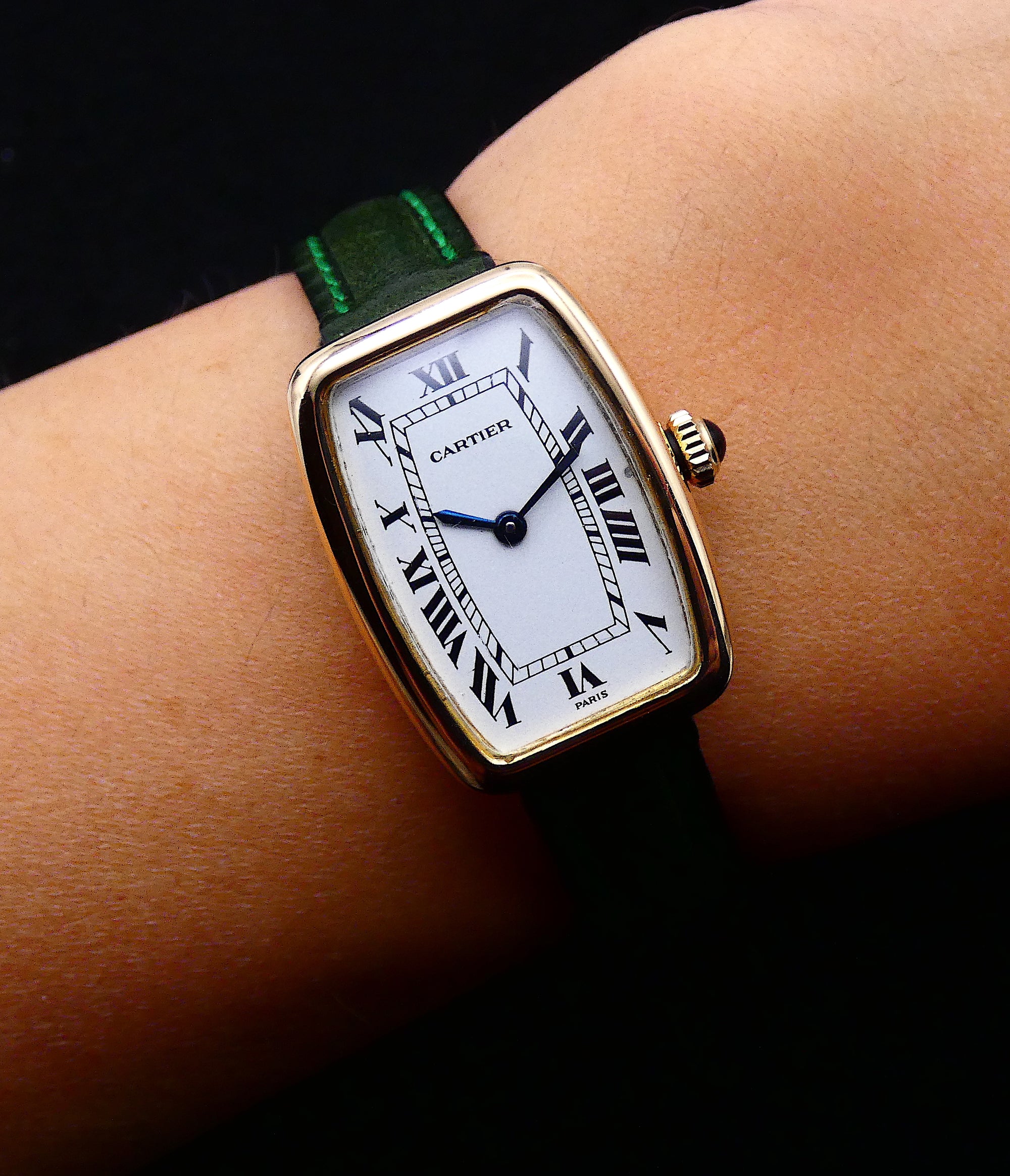 SOLD Cartier Tonneau Vintage Tonneau Tank Faberge Manuel Movement 18K
