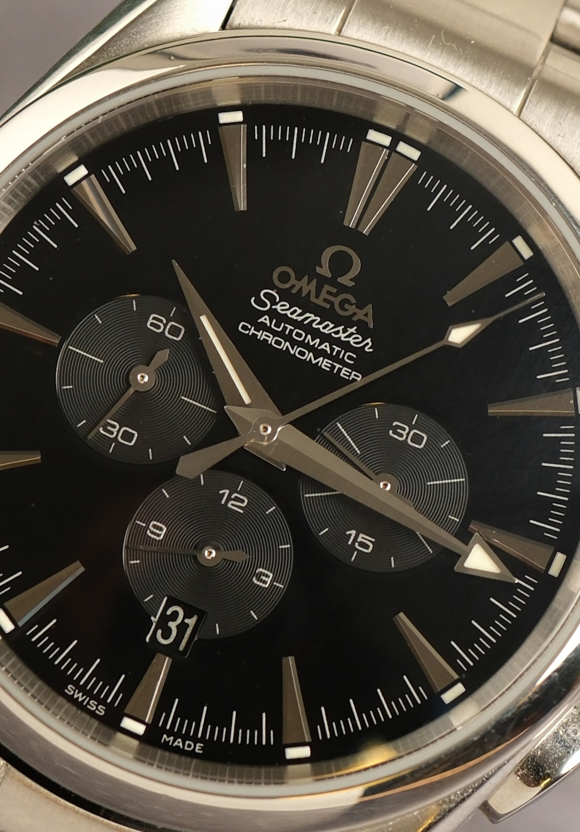 Omega Seamaster Aqua Terra Chronograph Checked at Omega / Gloss black