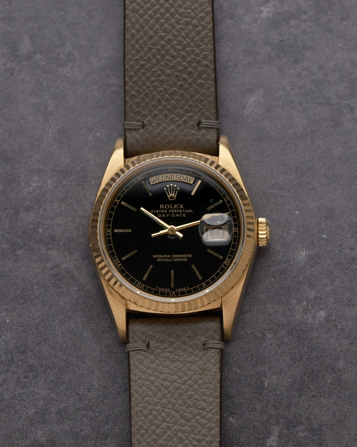 Rolex Day-Date 18038 – Black Roman Track Dial – 1986 - VAT REFUND POSSIBLE