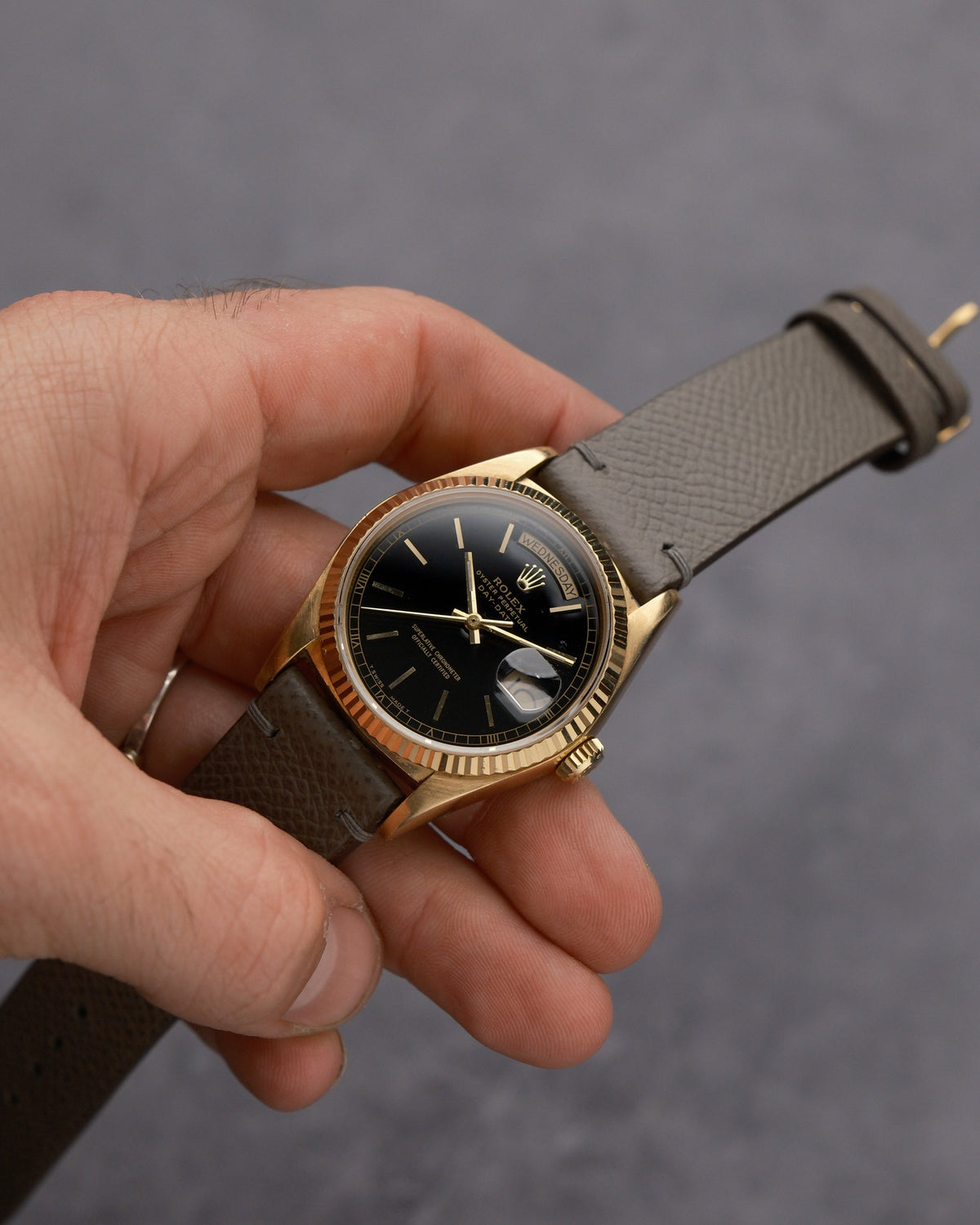 Rolex Day-Date 18038 – Black Roman Track Dial – 1986 - VAT REFUND POSSIBLE