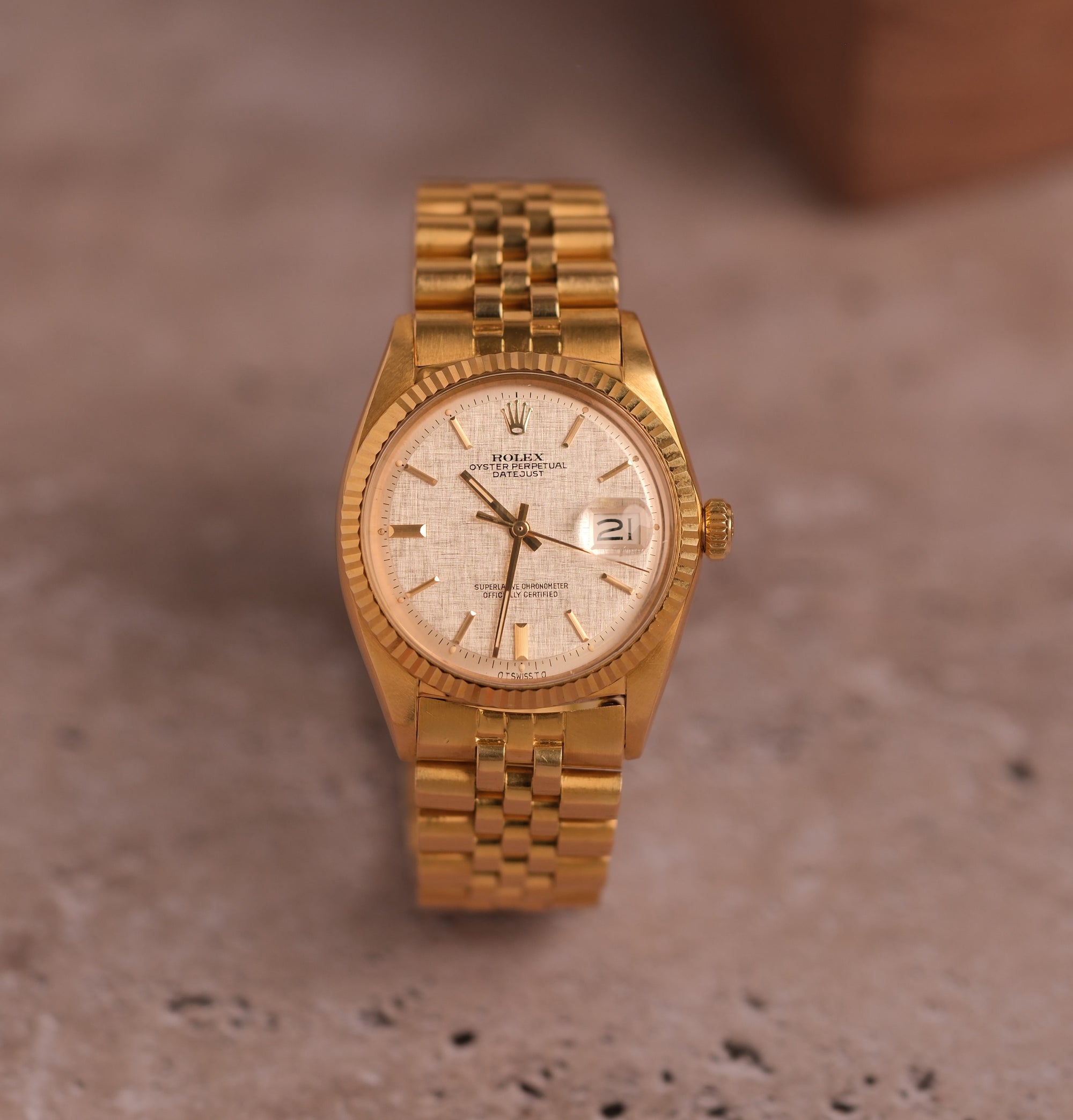 Rolex Datejust 36 Mint / caseback sticker / Silver linen 1601/8