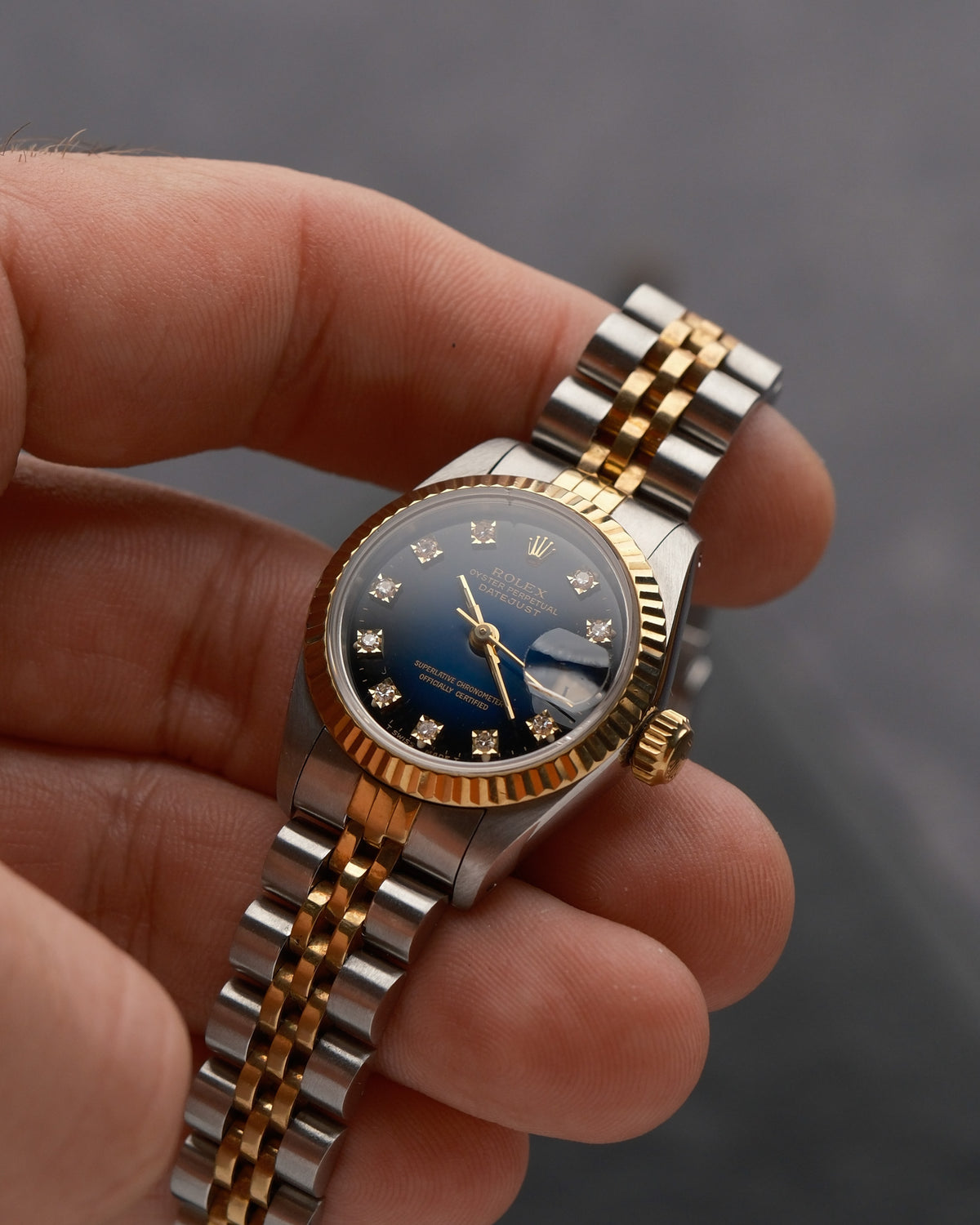 Rolex Lady-Datejust 69173G – Blue Vignette Diamond Dial – 1990 -VAT REFUNDABLE
