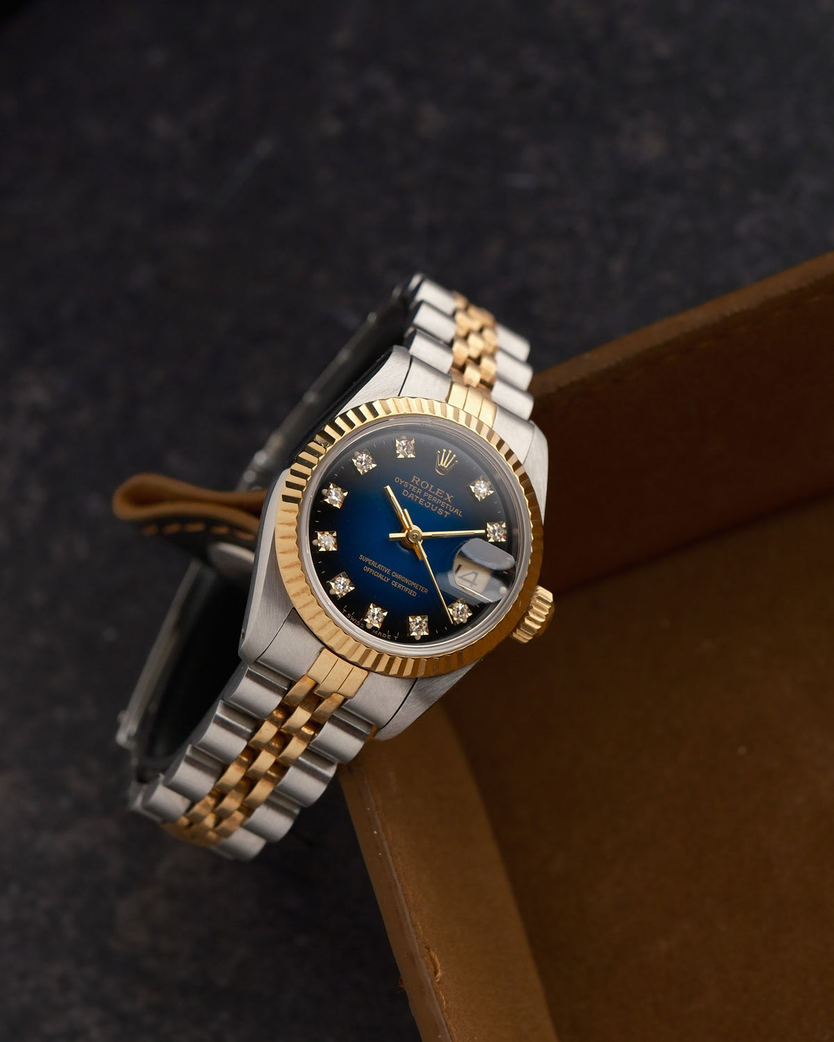 Rolex Lady-Datejust 69173G – Blue Vignette Diamond Dial – 1990 -VAT REFUNDABLE