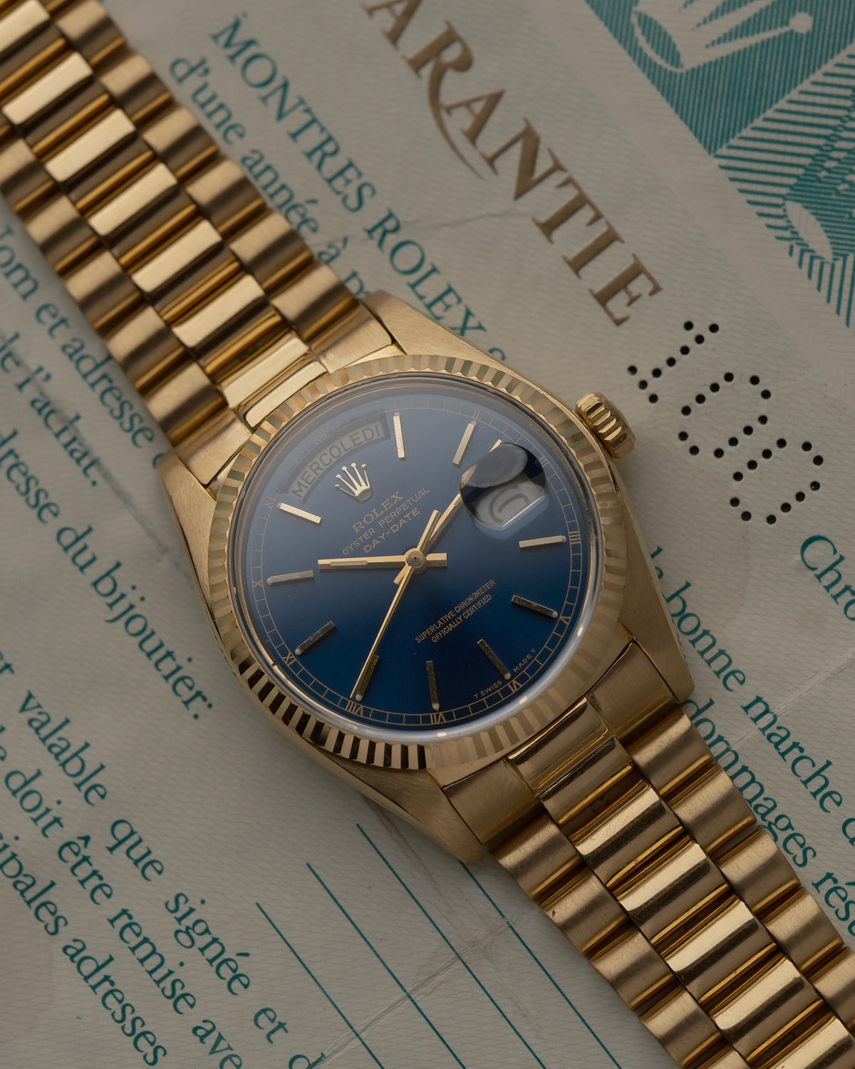 Rolex Day-Date 18038 – Blue Dial – 18K Gold – 1981