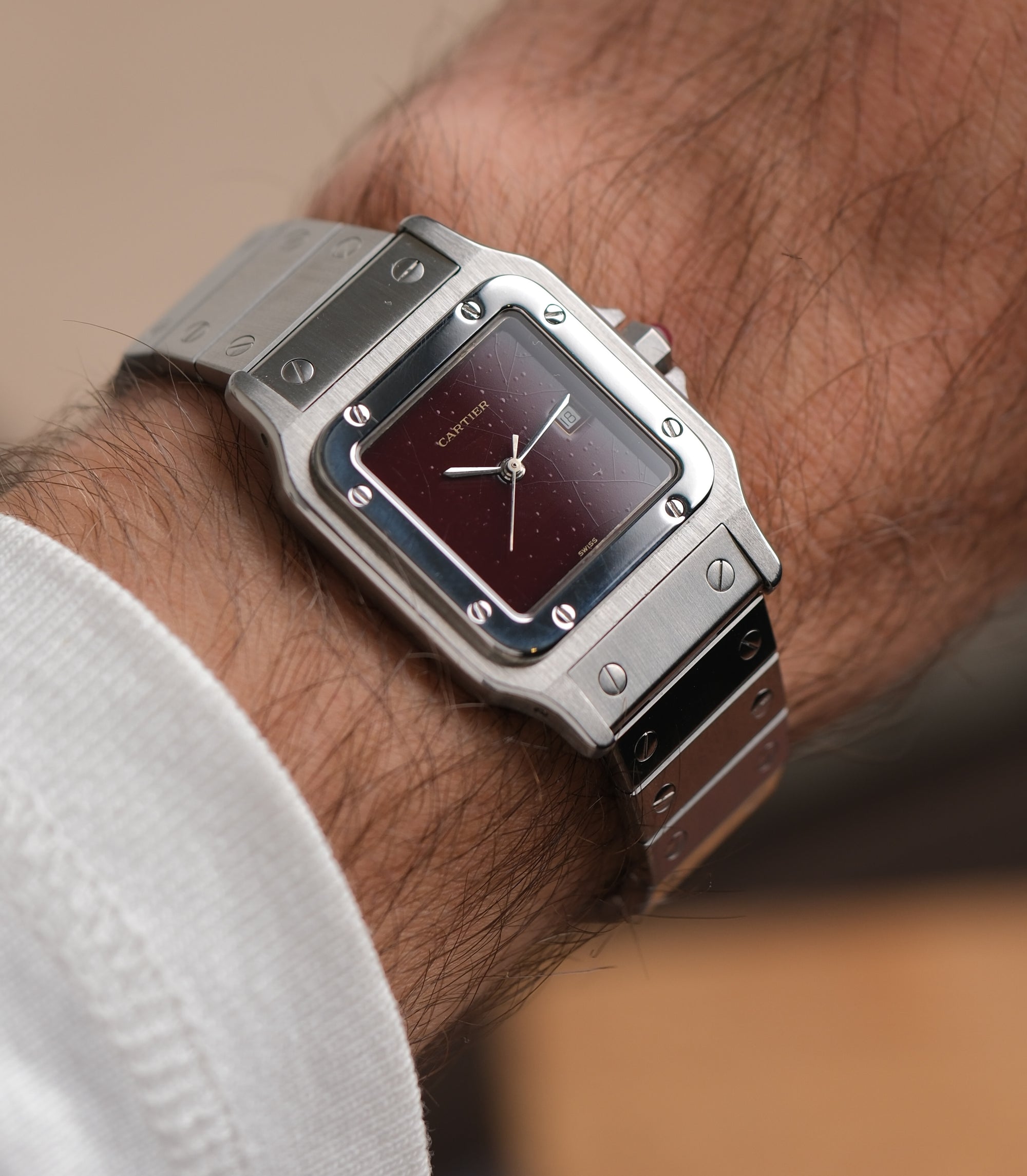 Cartier 2960 Santos Spider Burgundy dial / serviced / polished