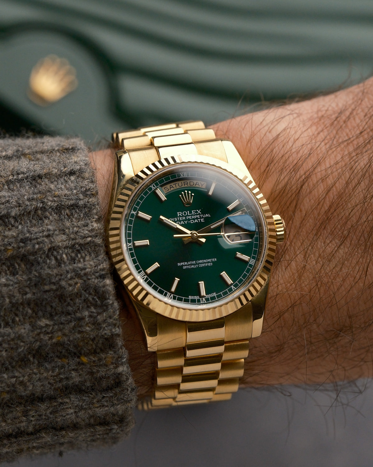 Rolex Day-Date 118238 - green dial - 2015