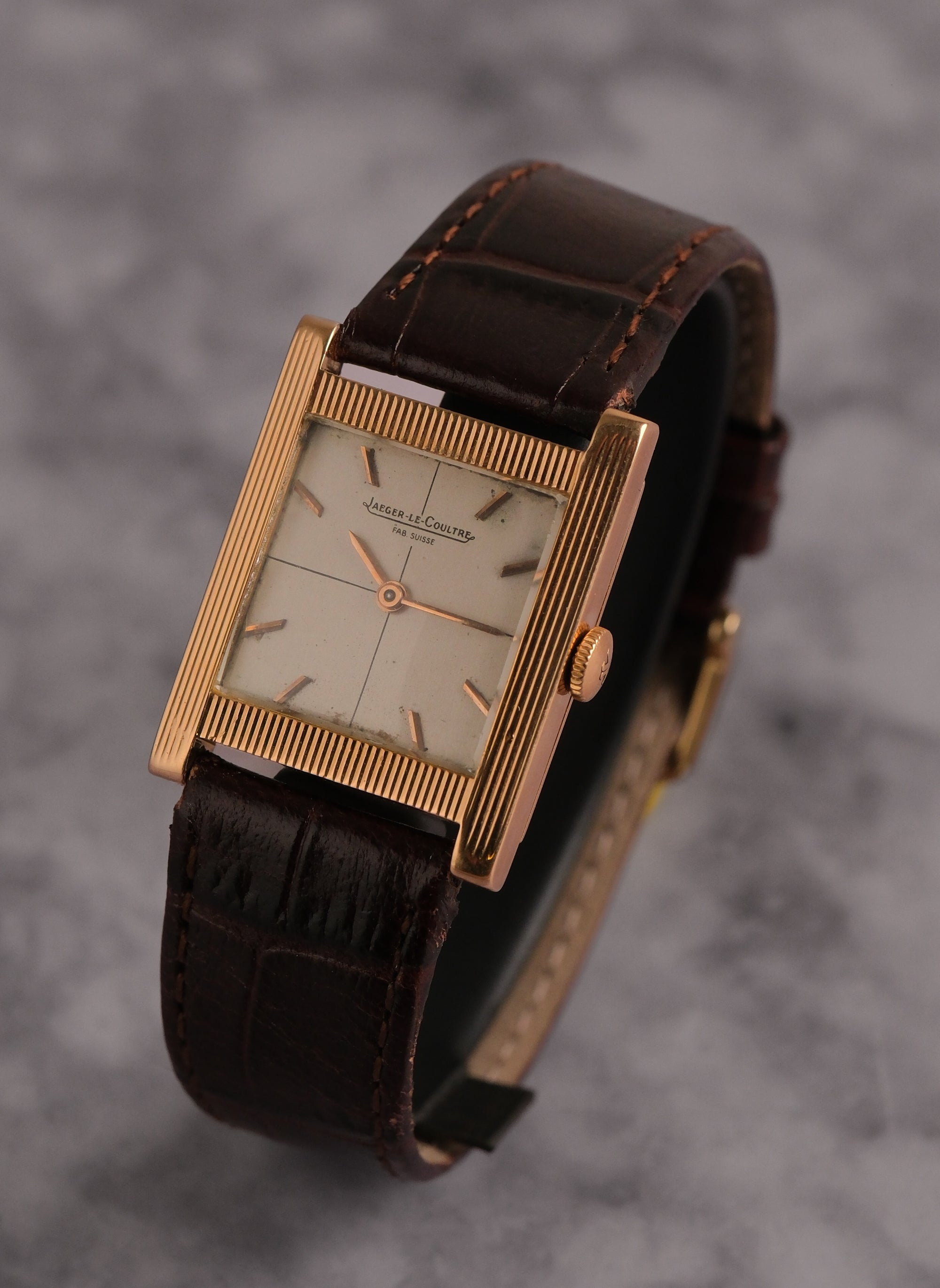 Jaeger-LeCoultre Tank Rose gold 18k / Super rare / crosshair dial / Large size