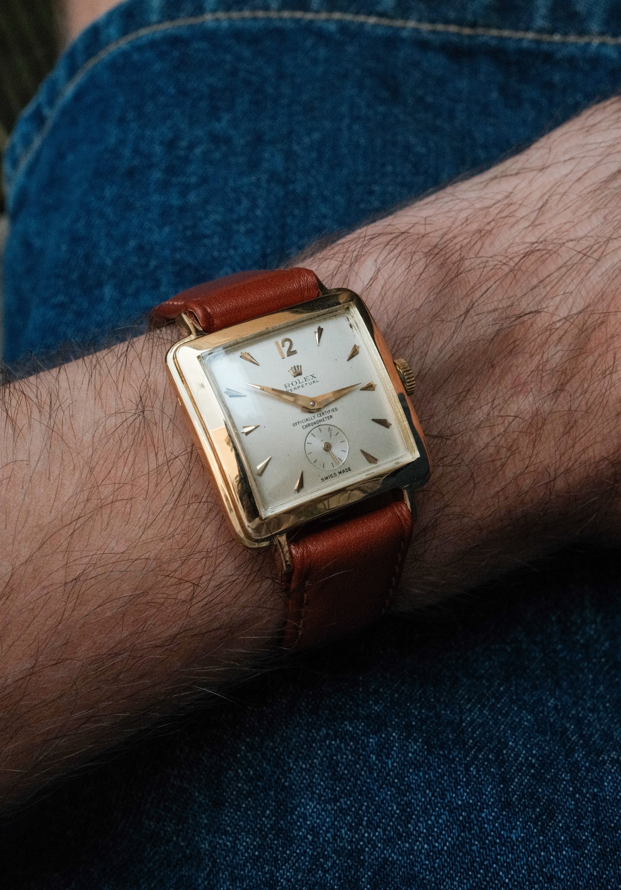 GERESERVEERD Rolex 4645 Very rare Cioccolatone / square automatic perpetual