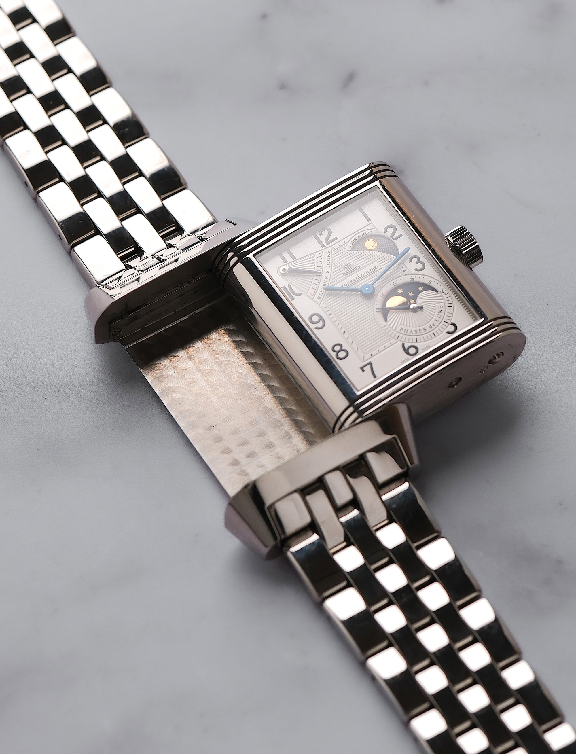Jaeger-LeCoultre Grande Reverso Sun Moon On Steel / with papers / 2009 240.8.27