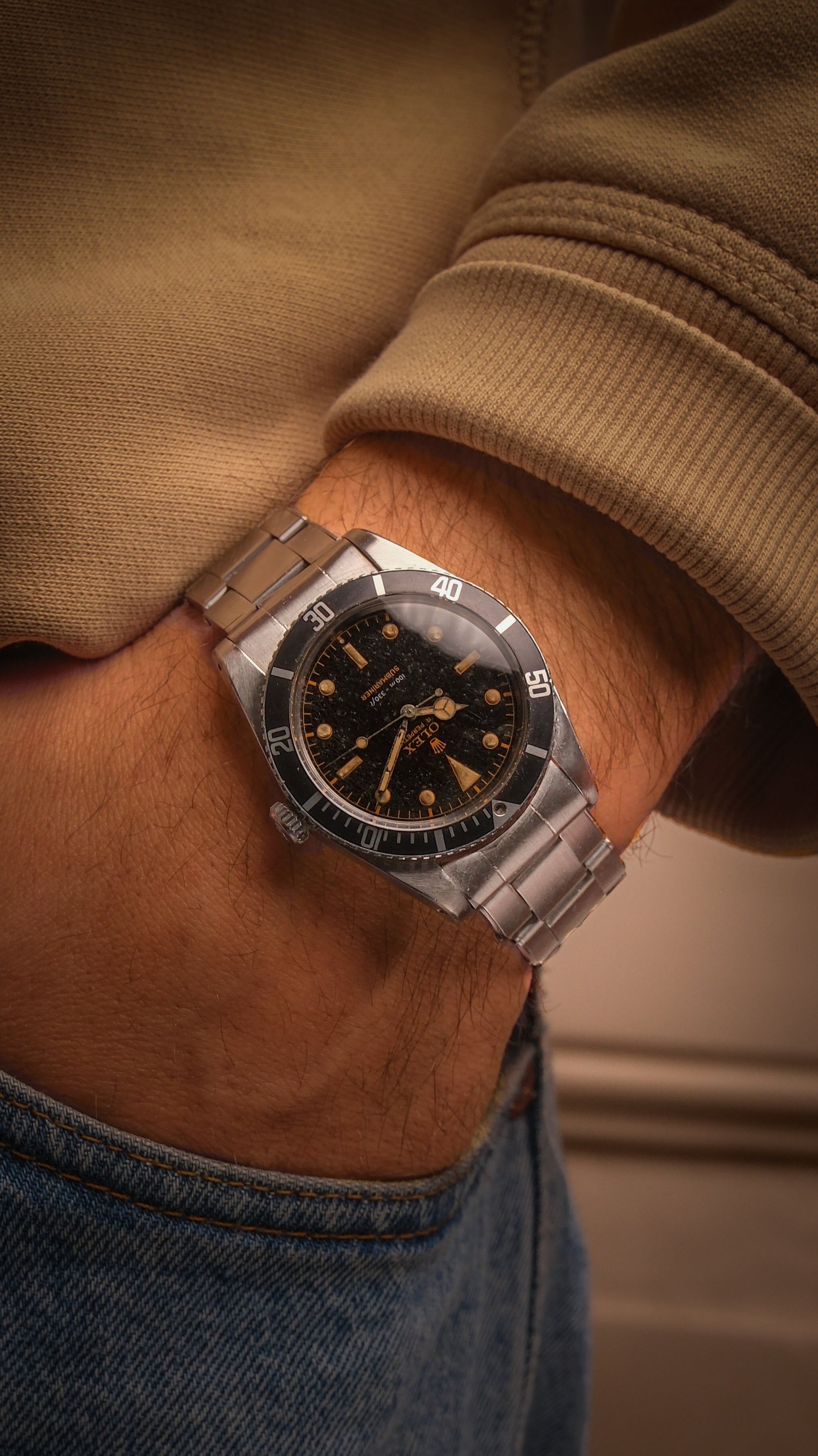 RESERVED Rolex Submariner 5508 original dial hands / James bond / 2 line Gilt Exclamation 1962