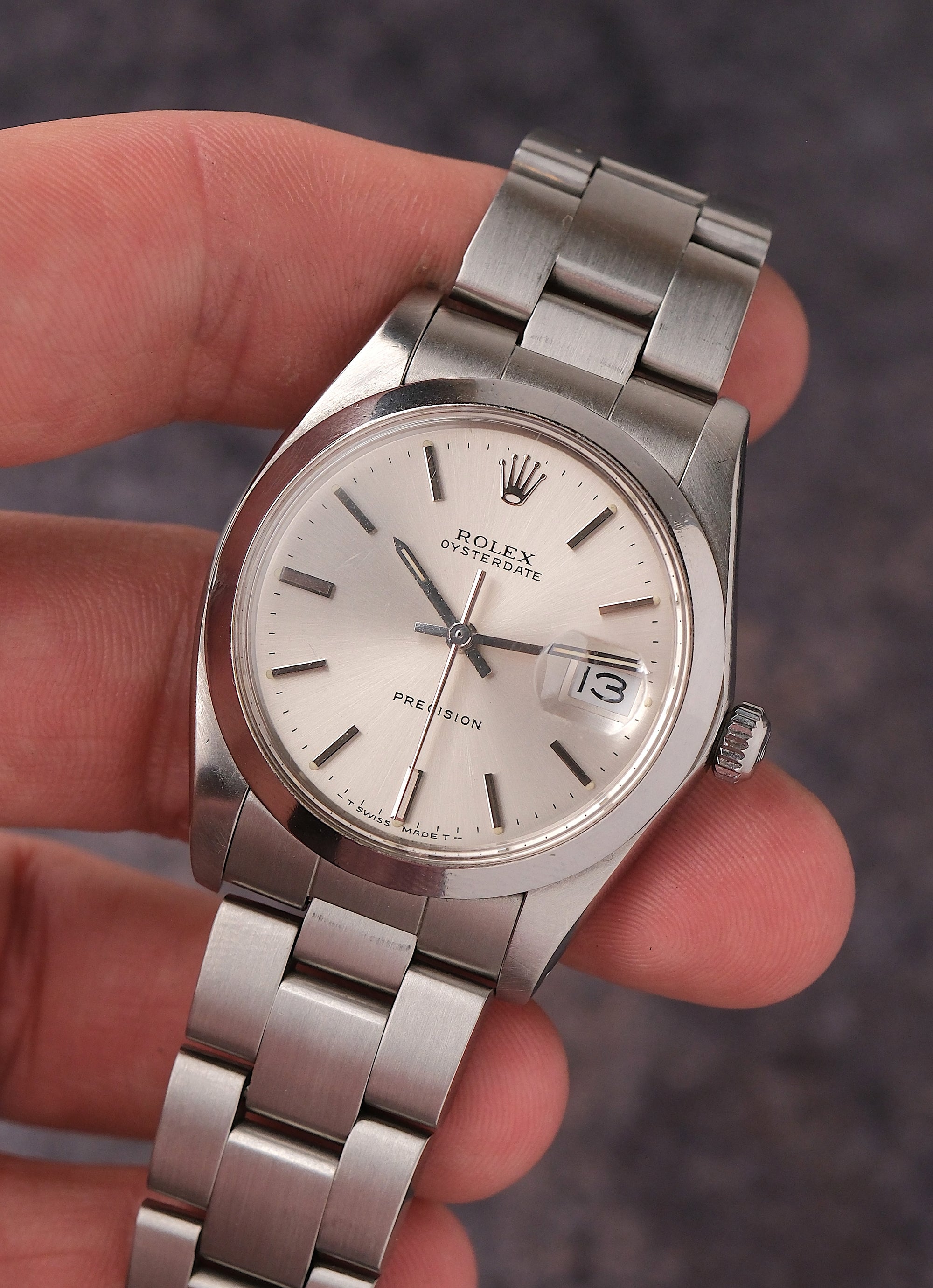 ROLEX OYSTERDATE PRECISION 6694 SILVER SUNBURST DIAL 1987