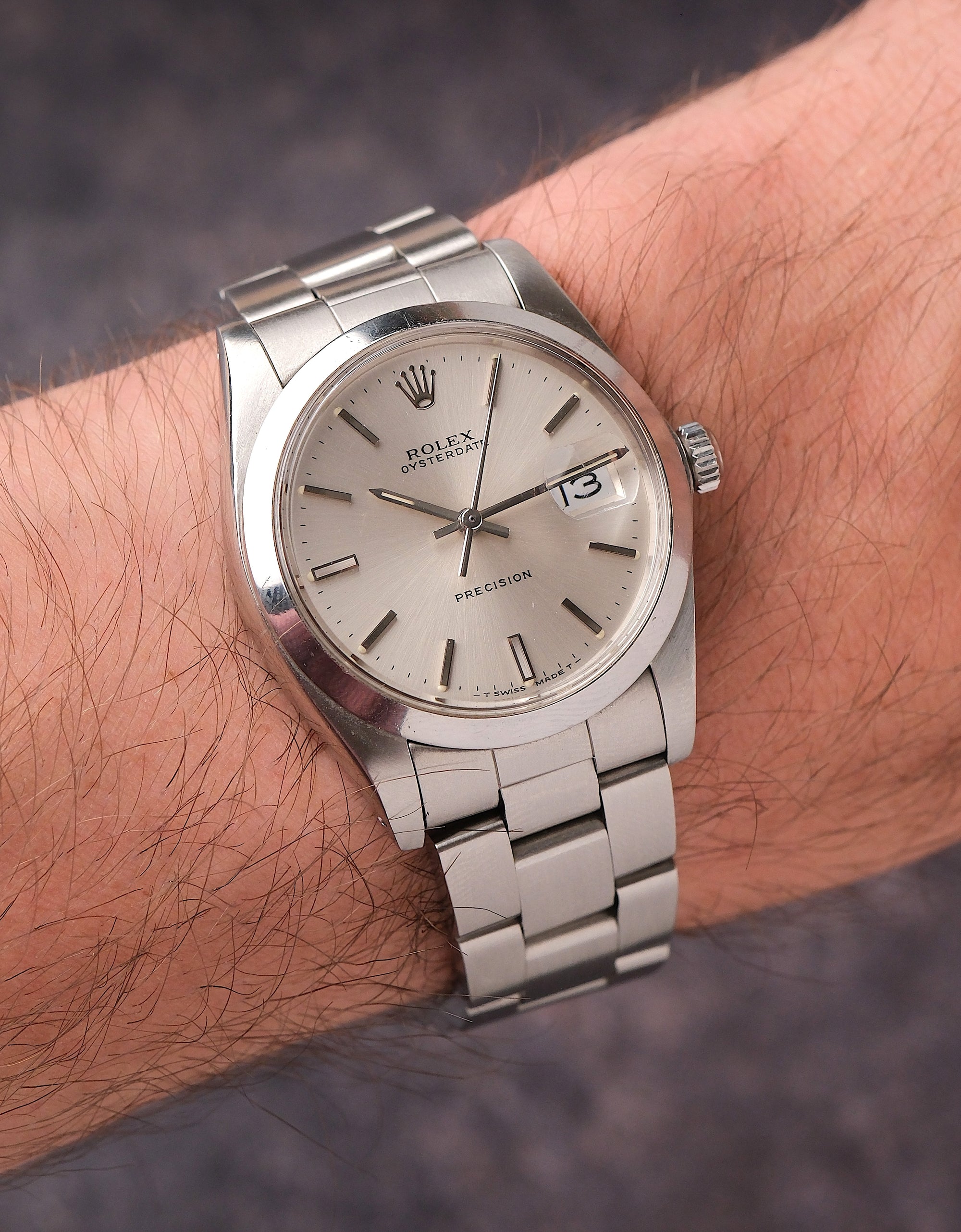 ROLEX OYSTERDATE PRECISION 6694 SILVER SUNBURST DIAL 1987
