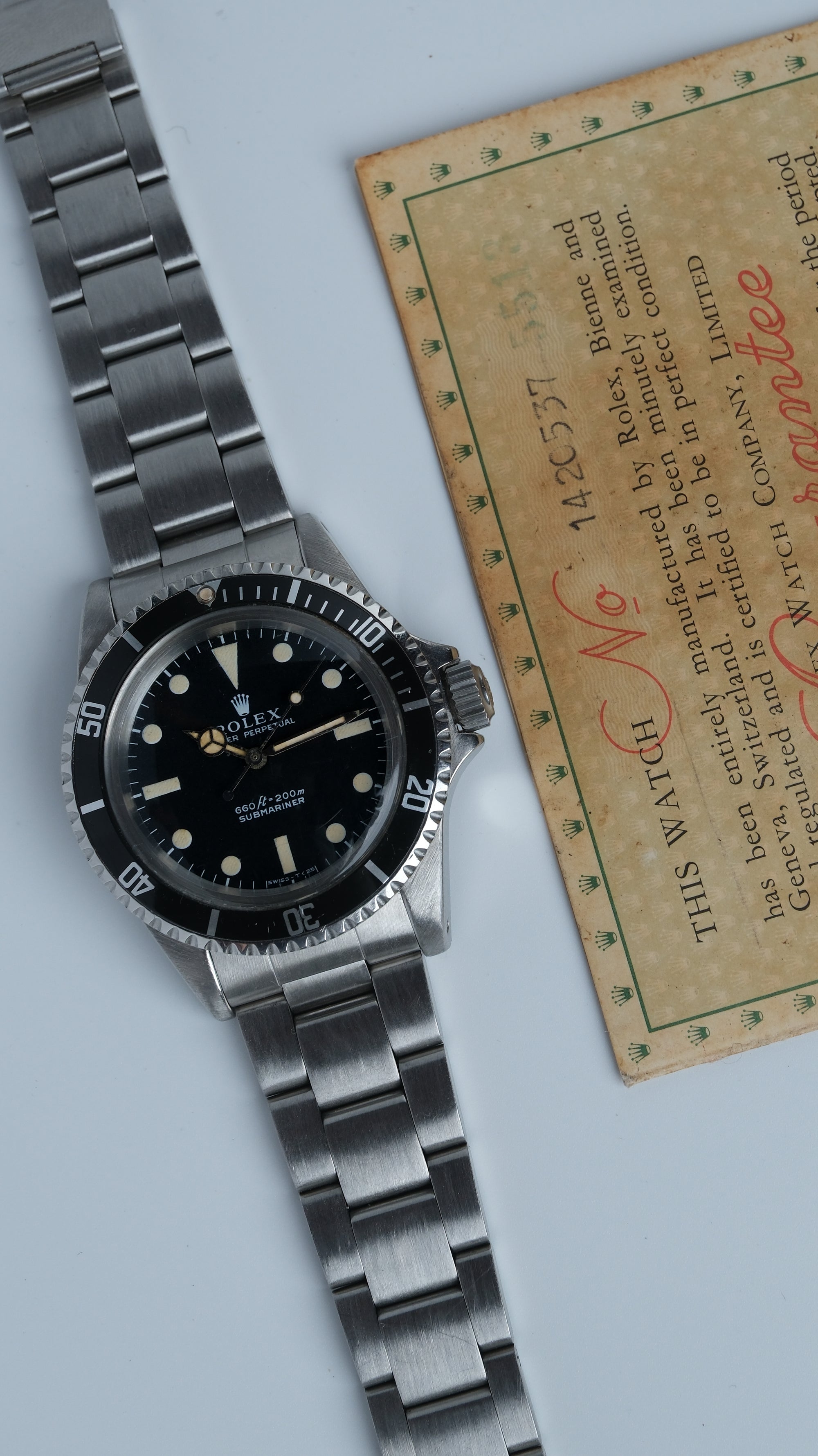 Rolex 5513 Submariner (No Date) 1966 Rare with papers