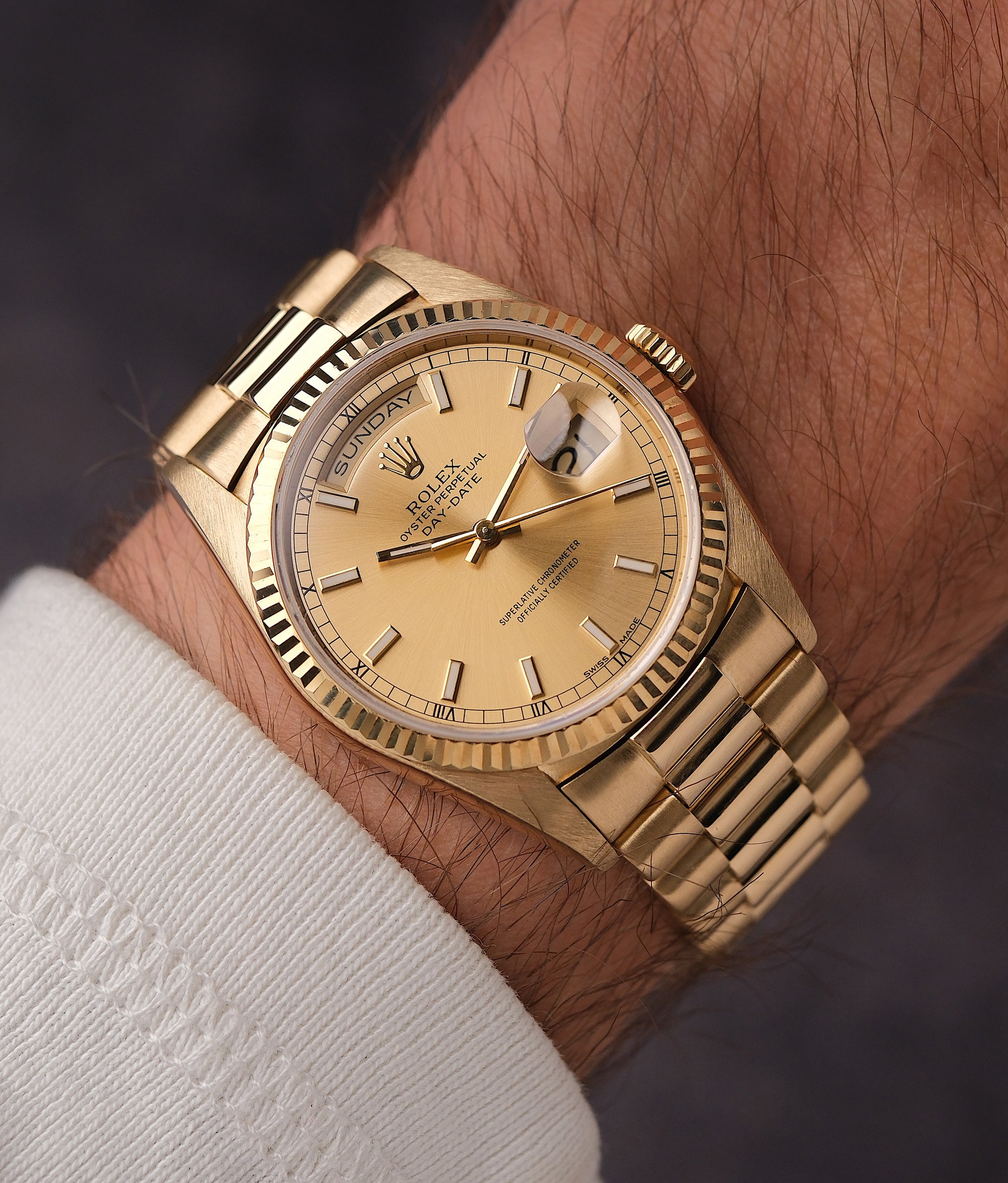 Rolex Day-Date 36 18238 18K Yellow Gold Champagne Service Dial (1990)