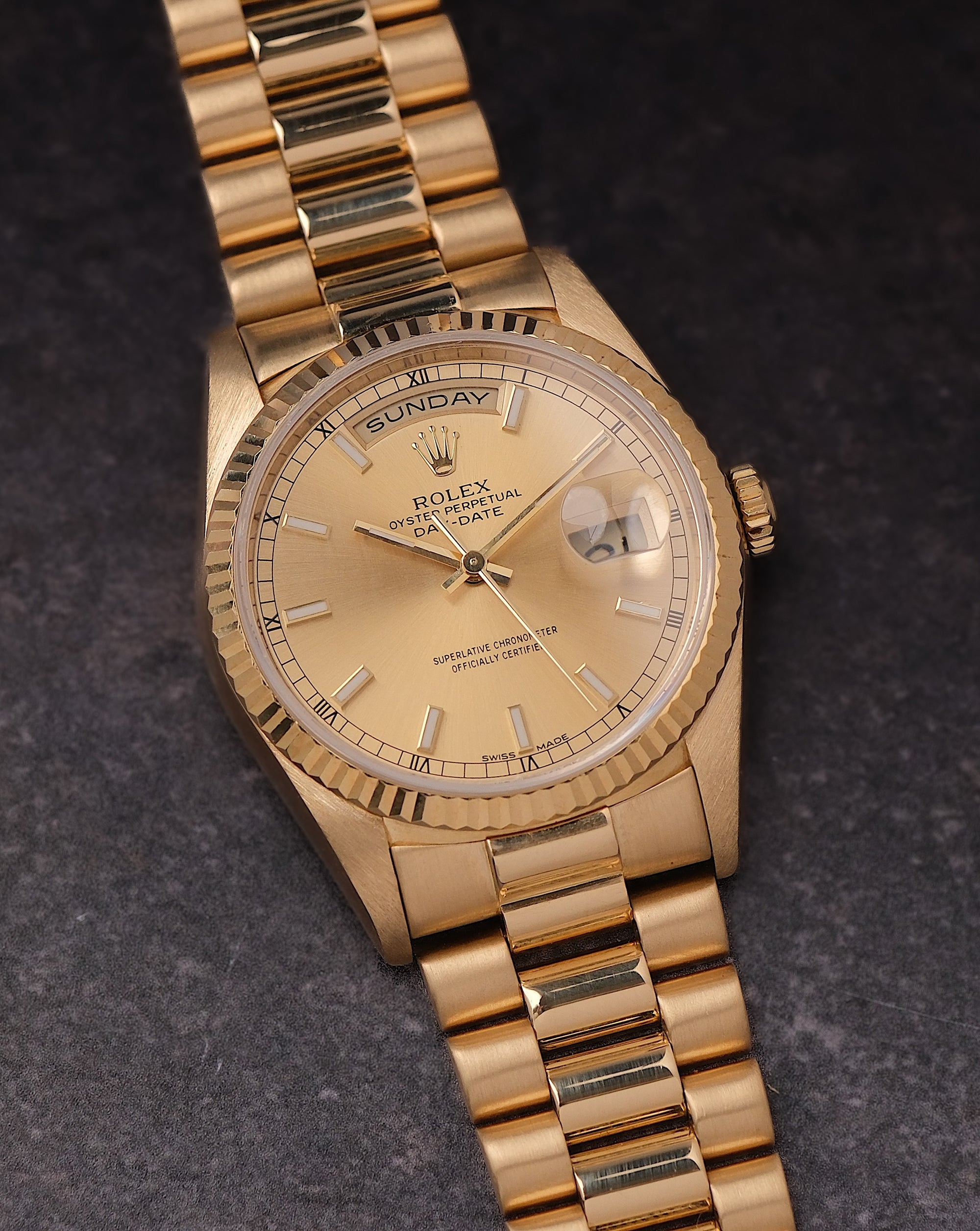 Rolex Day-Date 36 18238 18K Yellow Gold Champagne Service Dial (1990)