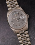 Rolex Day-Date 36 18039 18K White Gold Rare Grey Dial (1983 Punched Papers)