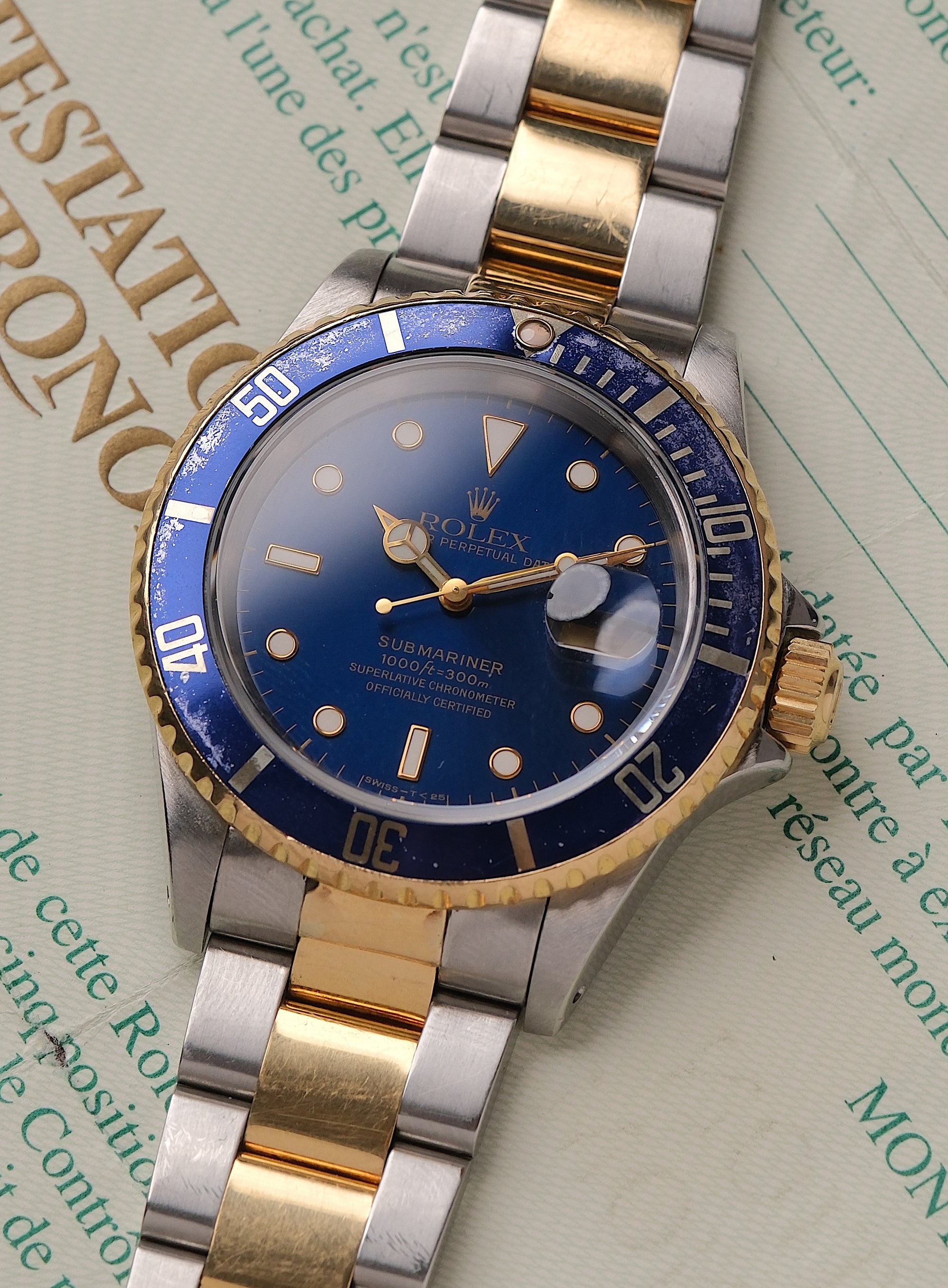 Rolex Submariner Date 16613 Two-Tone Blue Dial "Bluesy" (1995 Punch Papers)