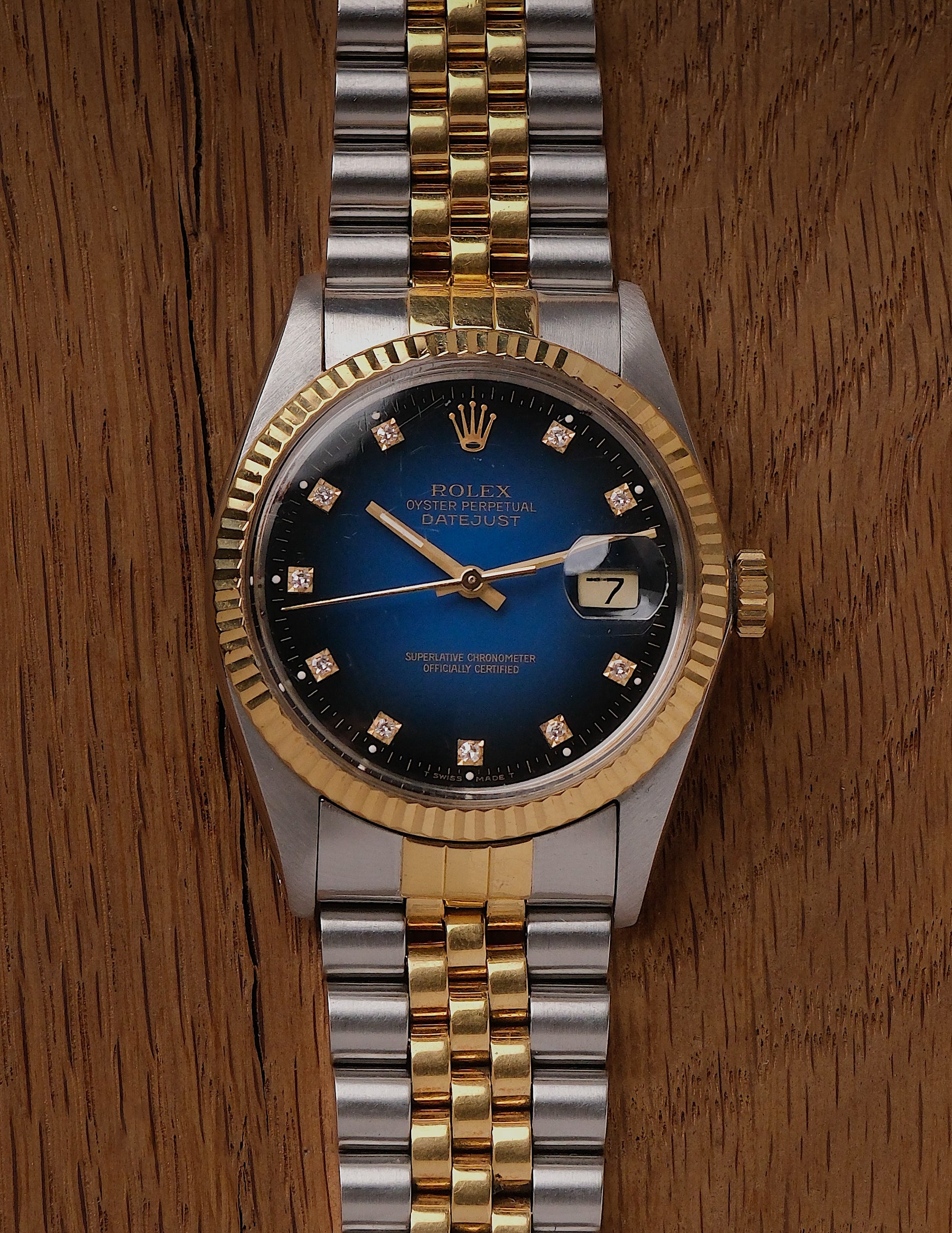 Rolex Datejust 36 16013 Blue Vignette Diamond Dial Two-Tone (1988)