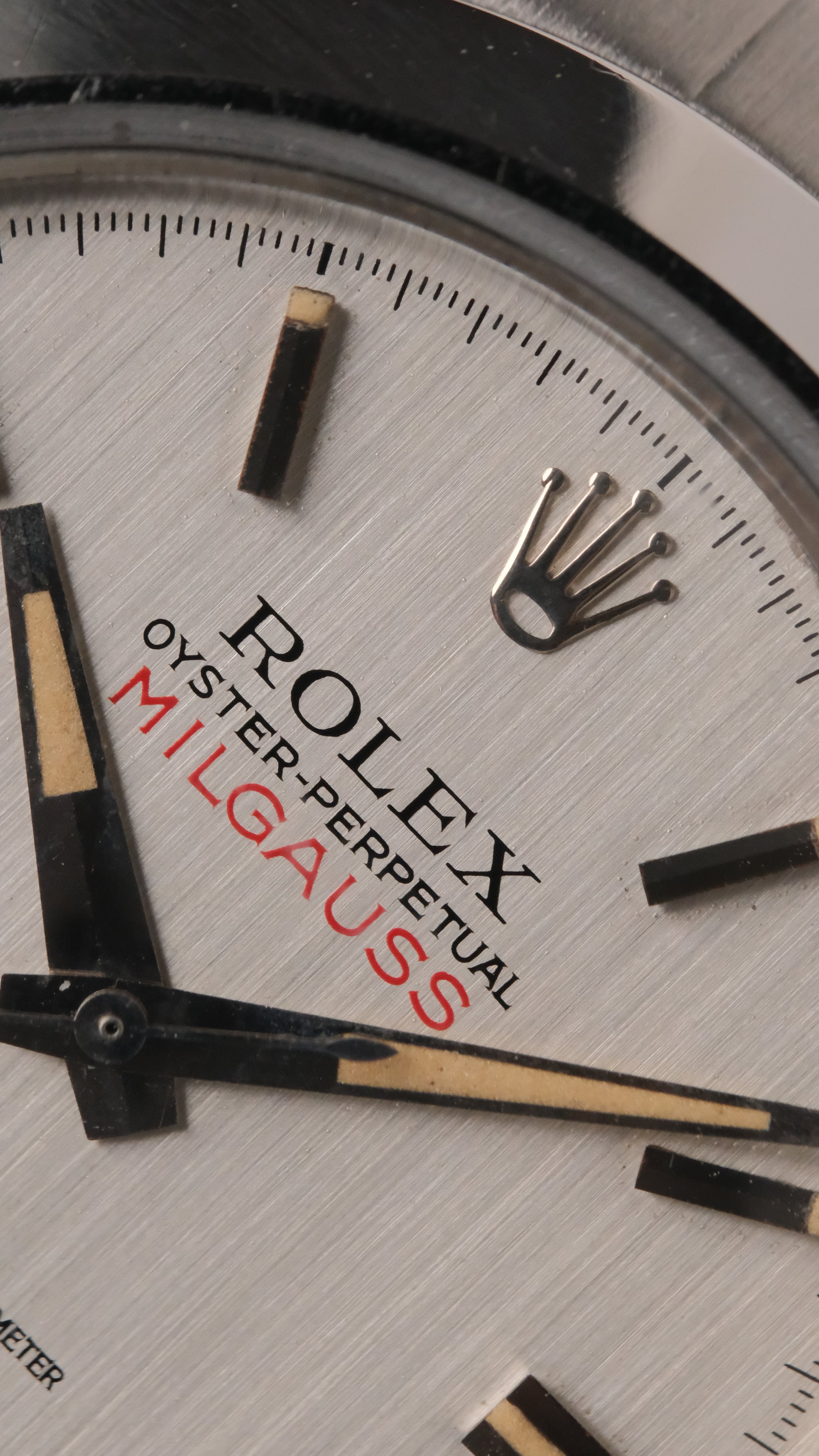 Rolex Milgauss 1019 silver dial square lume