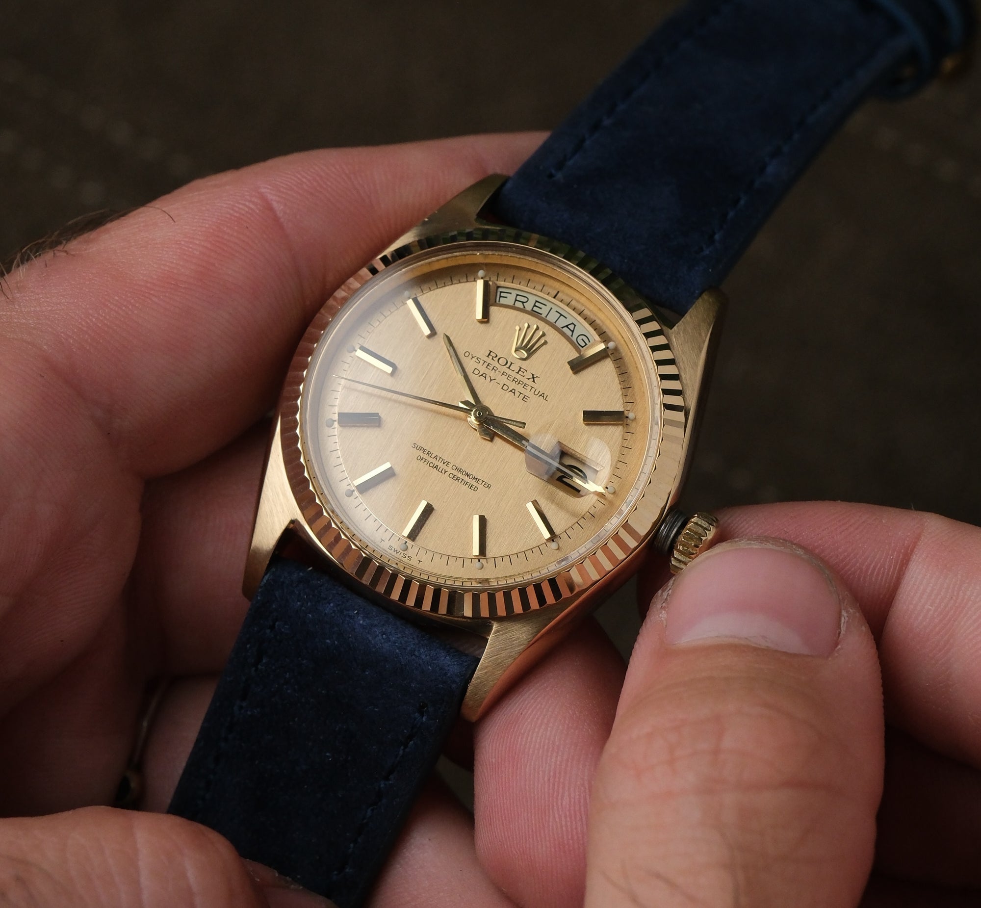 Rolex Day-Date 36 1803 – Tropical Pie-Pan Dial Linen (1977)