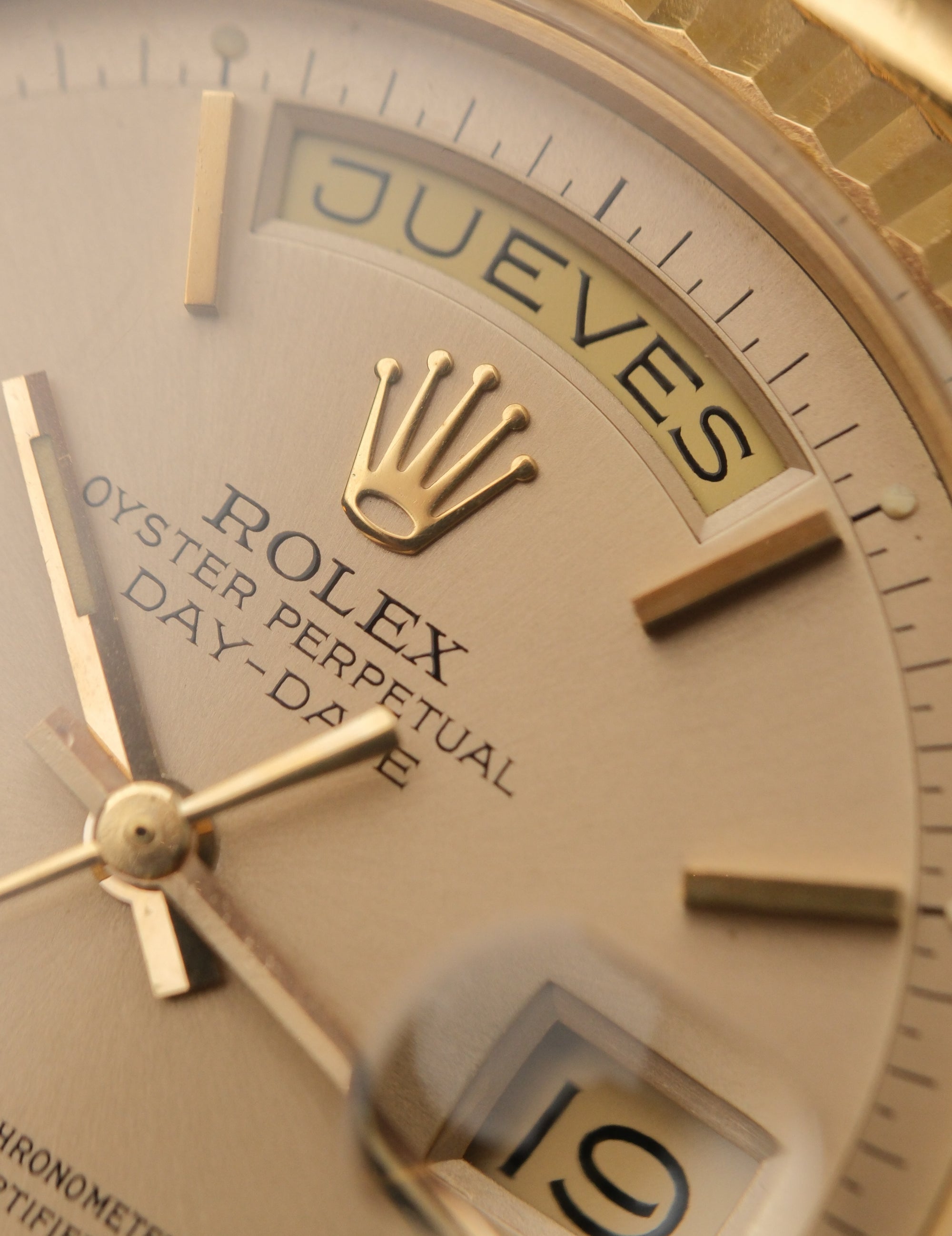 Rolex Day-Date 36 18k Yellow Gold Tropical Pinkish Dial Ref. 1803 – 1972 Stamped Papers