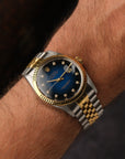 RES Rolex Datejust 36 16013 Blue Vignette Diamond Dial Two-Tone (1988)