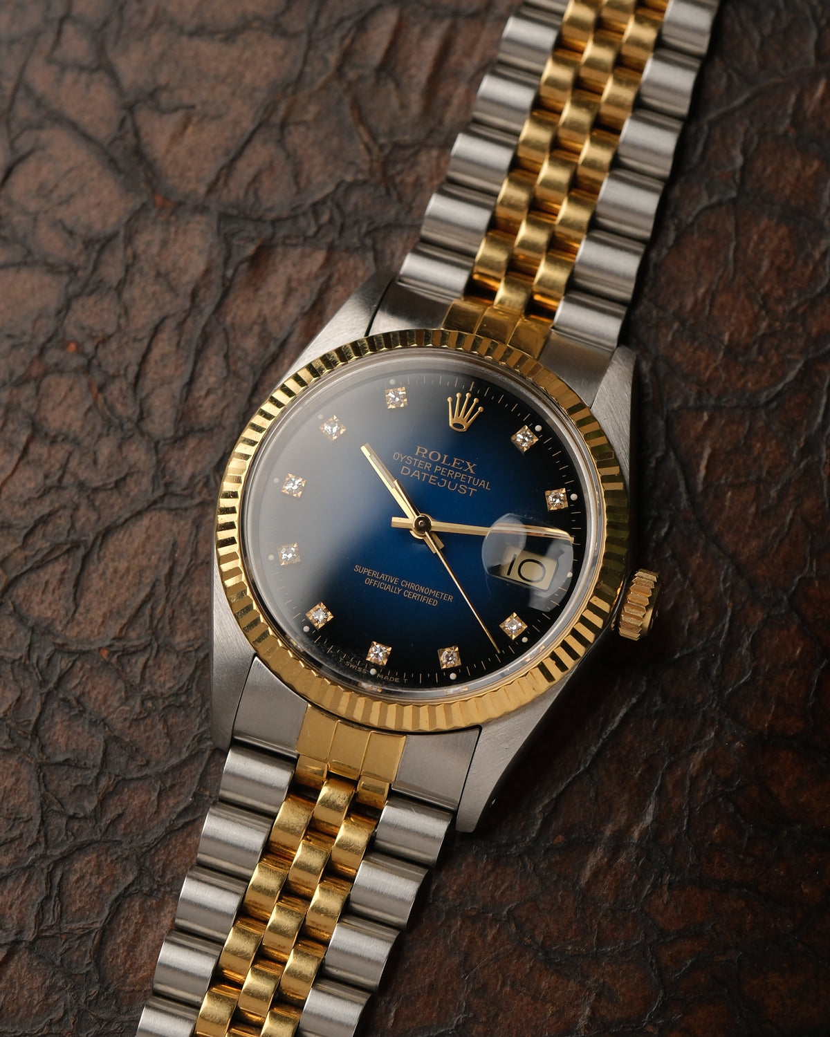 RES Rolex Datejust 36 16013 Blue Vignette Diamond Dial Two-Tone (1988)
