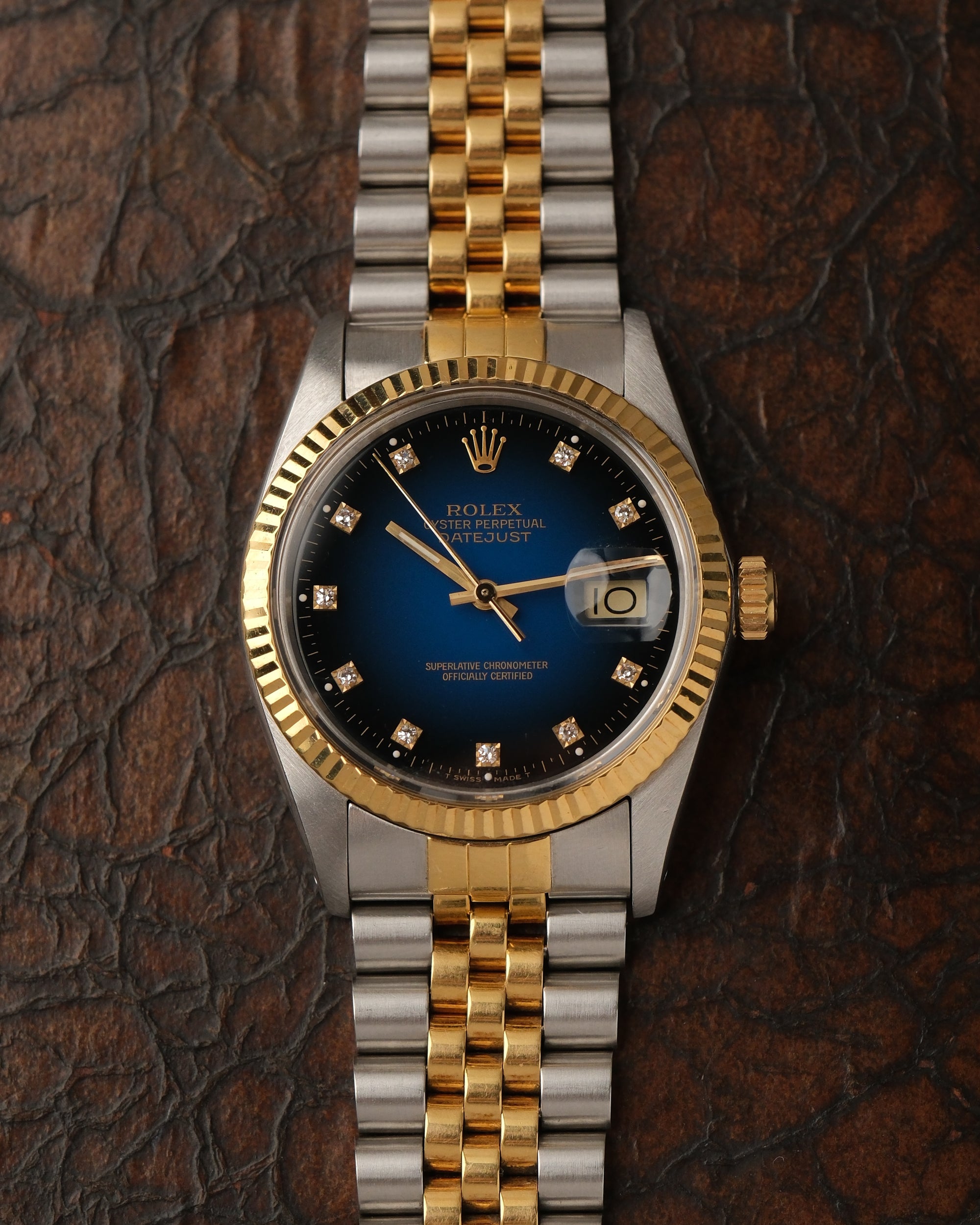 RES Rolex Datejust 36 16013 Blue Vignette Diamond Dial Two-Tone (1988)