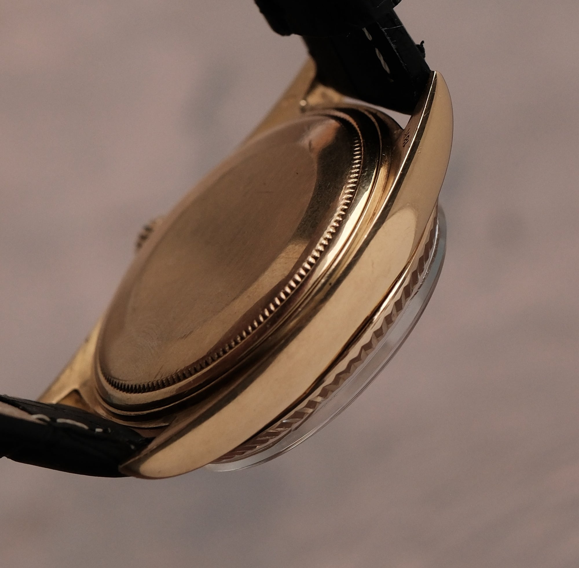Day-Date 36 18k Yellow Gold Champagne Dial Leather Strap Ref. 1803 (c. 1978)