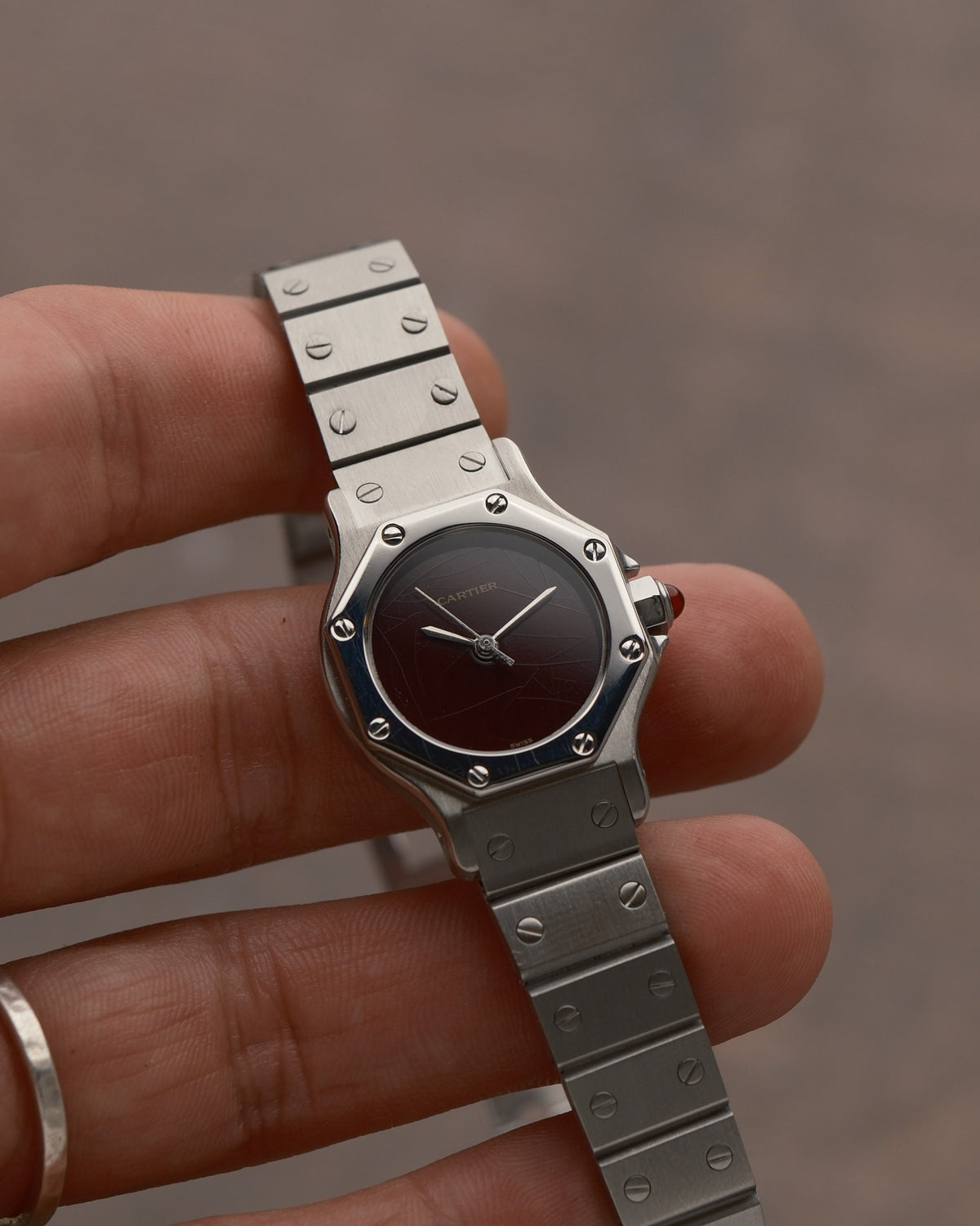 Cartier Santos octagon - lady - burgundy spider dial