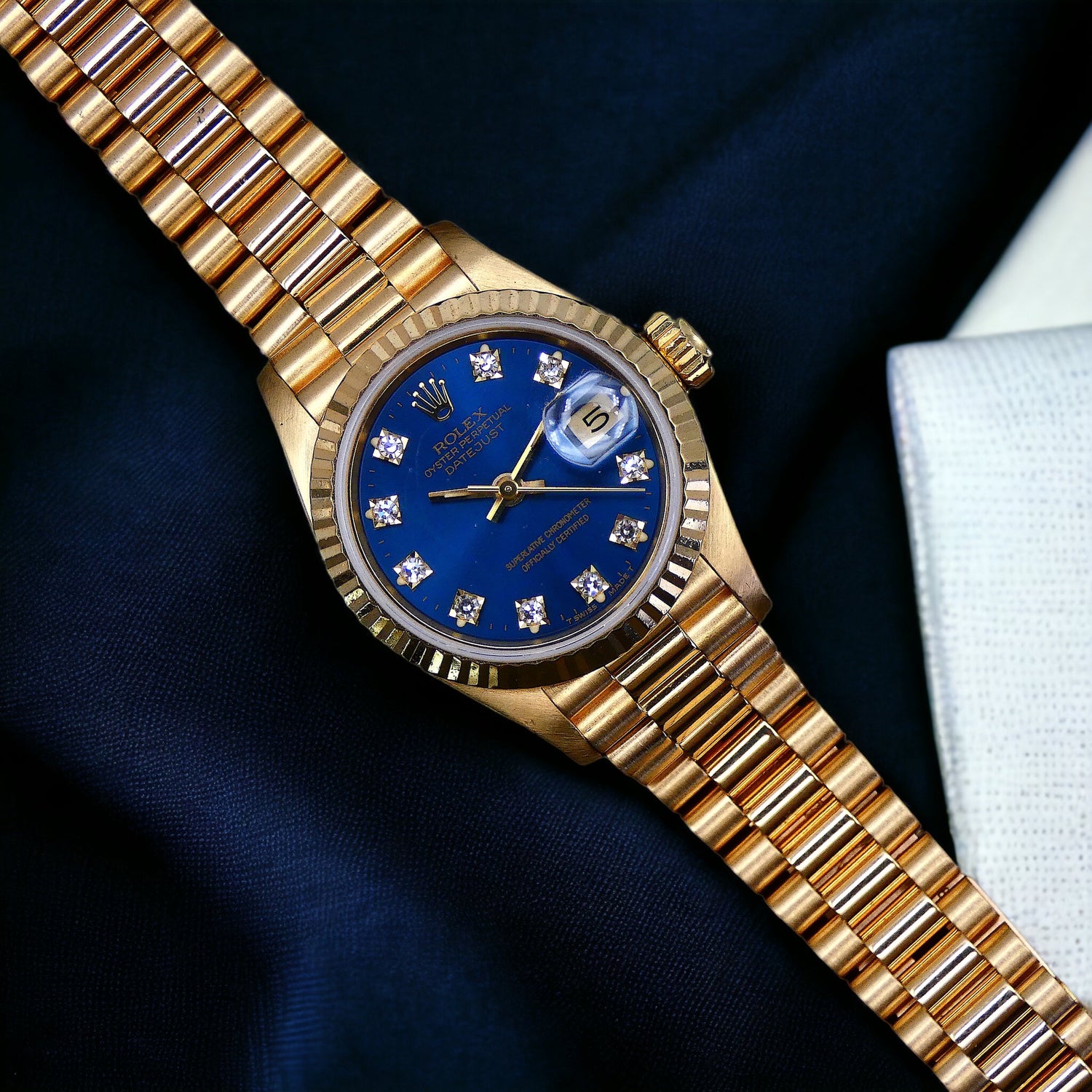 Rolex Lady-Datejust 1990 / Blue diamond dial / minty