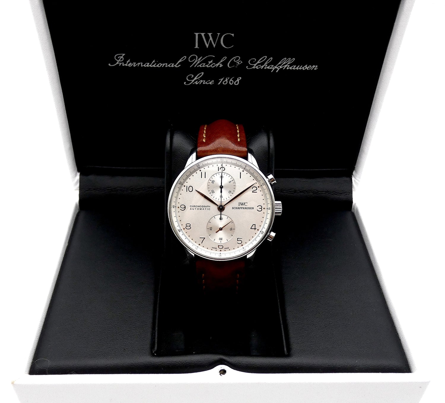 SOLD Portuguese Chronograph SS Silver Dial / Gold Numerals