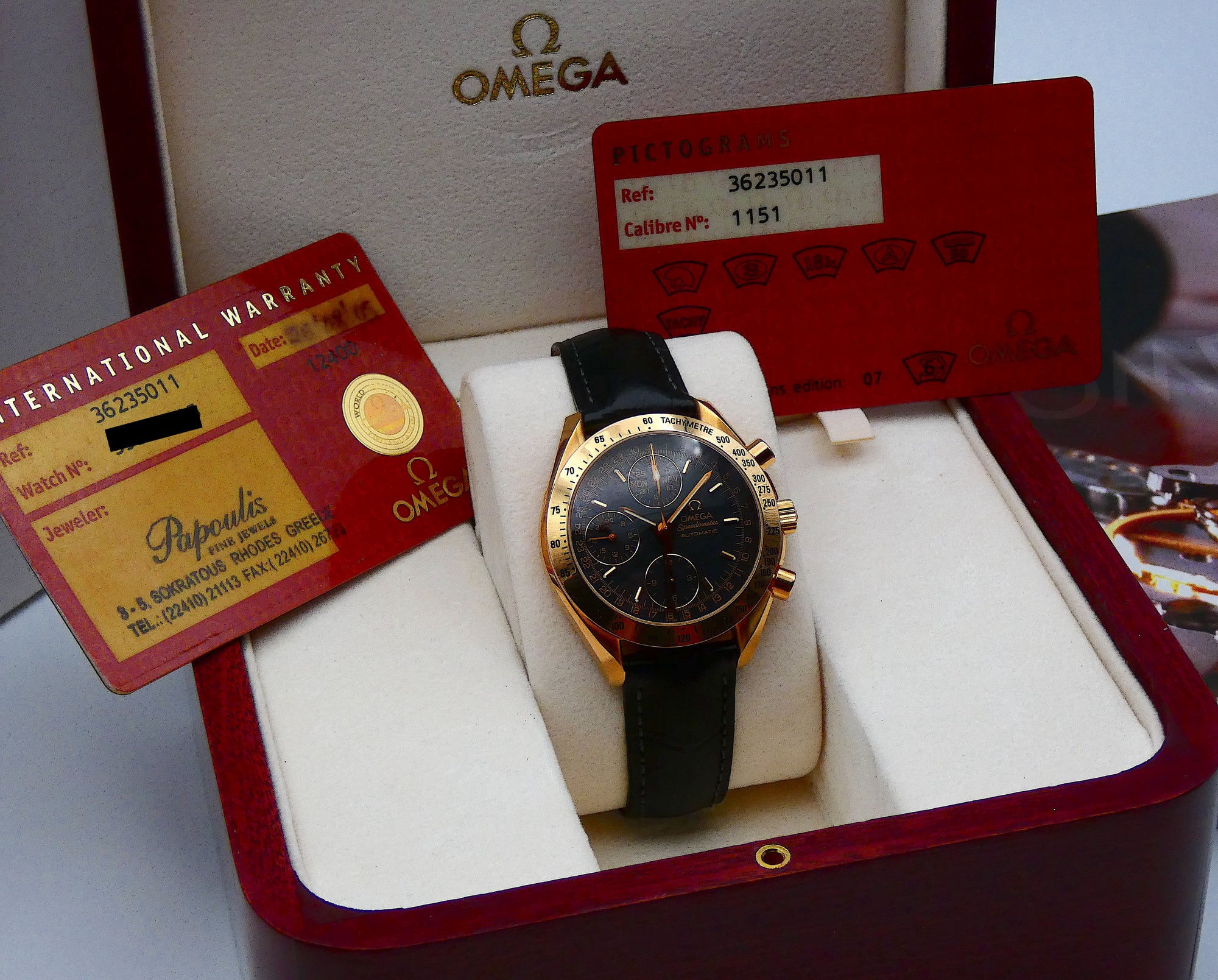 SOLD Omega Speedmaster 18K Rose Day Date / full set MINT / 39mm