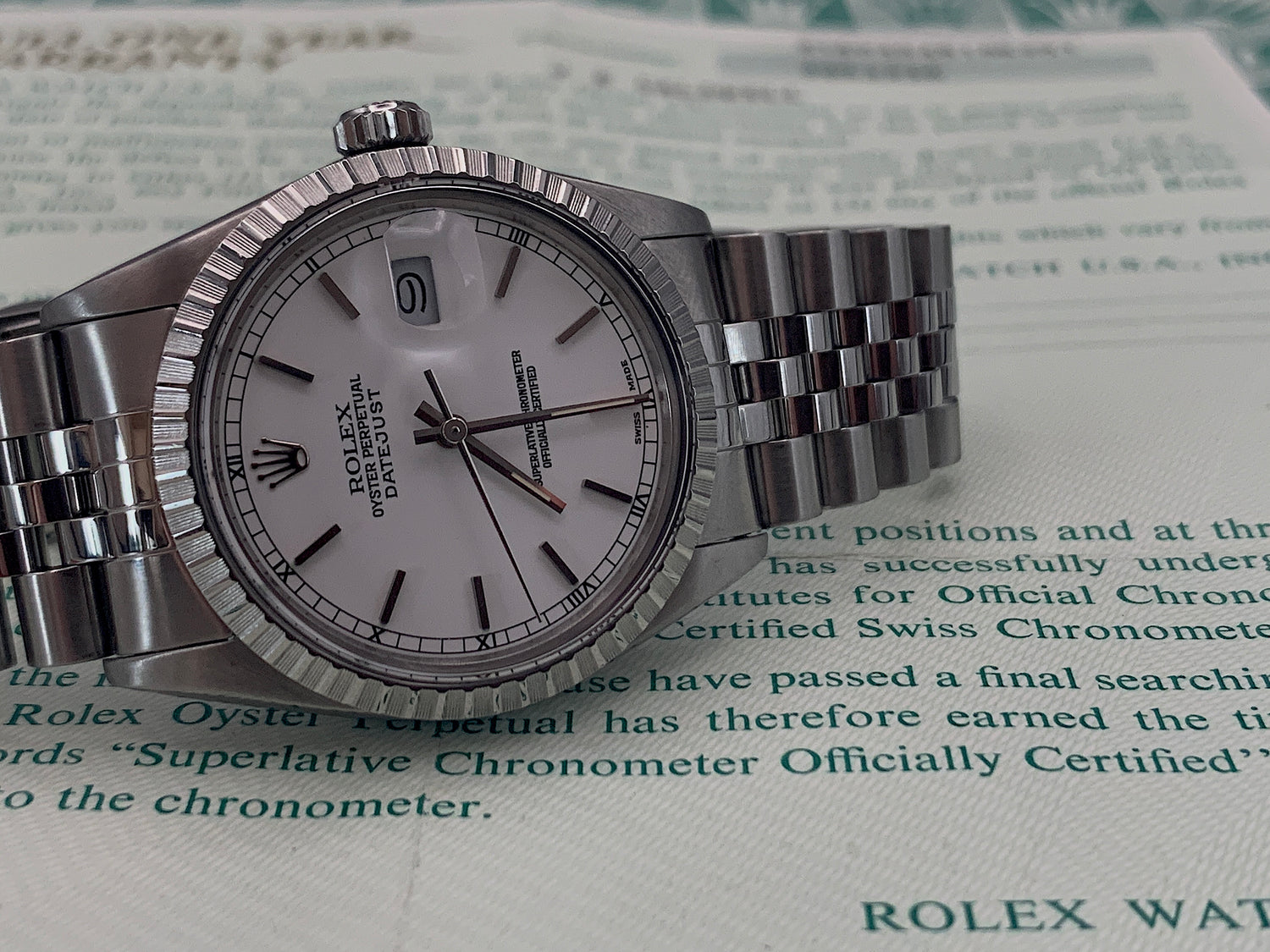 SOLD Rolex Datejust 36 MINT 1986 - white dial / with papers