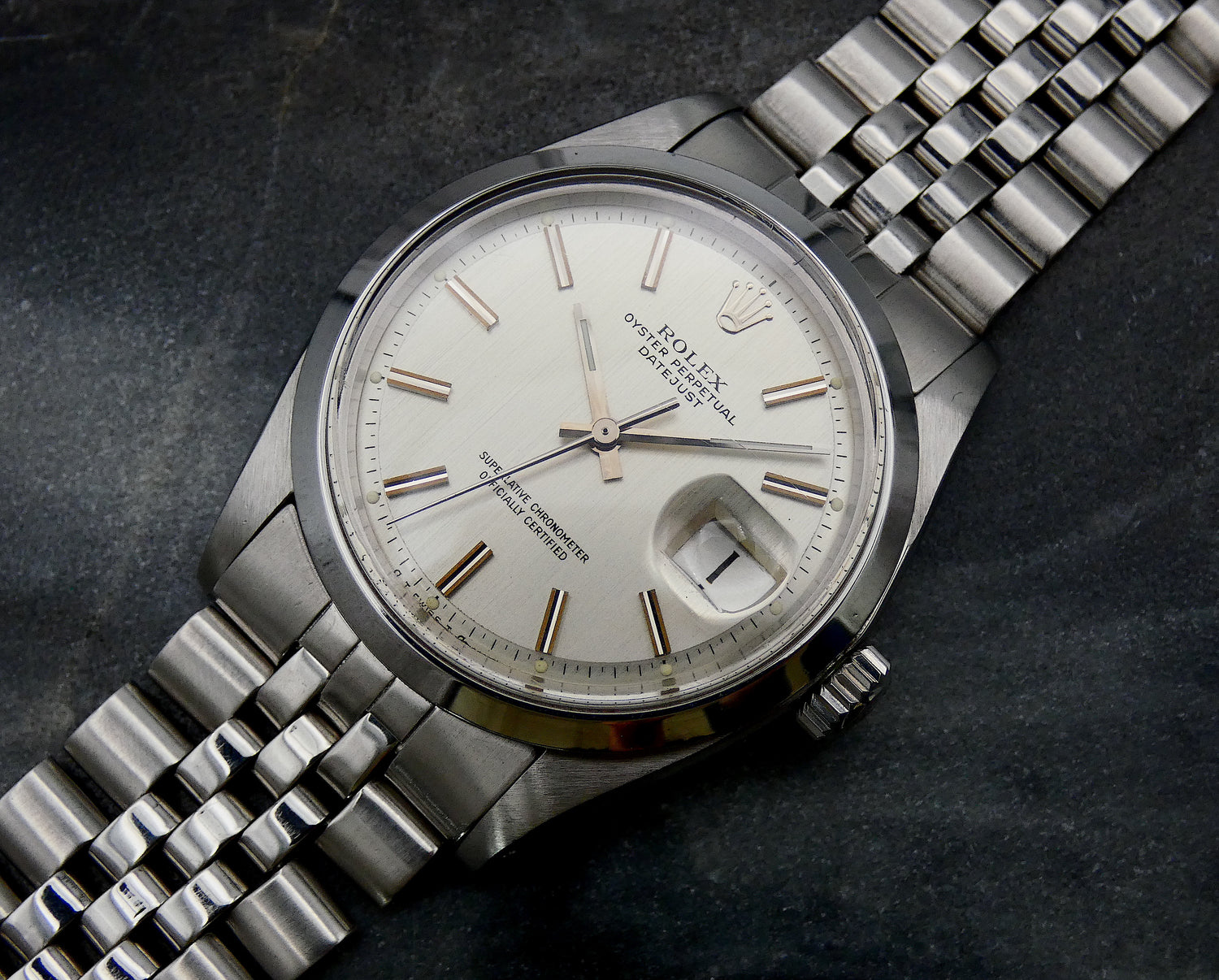 SOLD Unique Datejust 36 vertical brush - 1972 - service Rolex