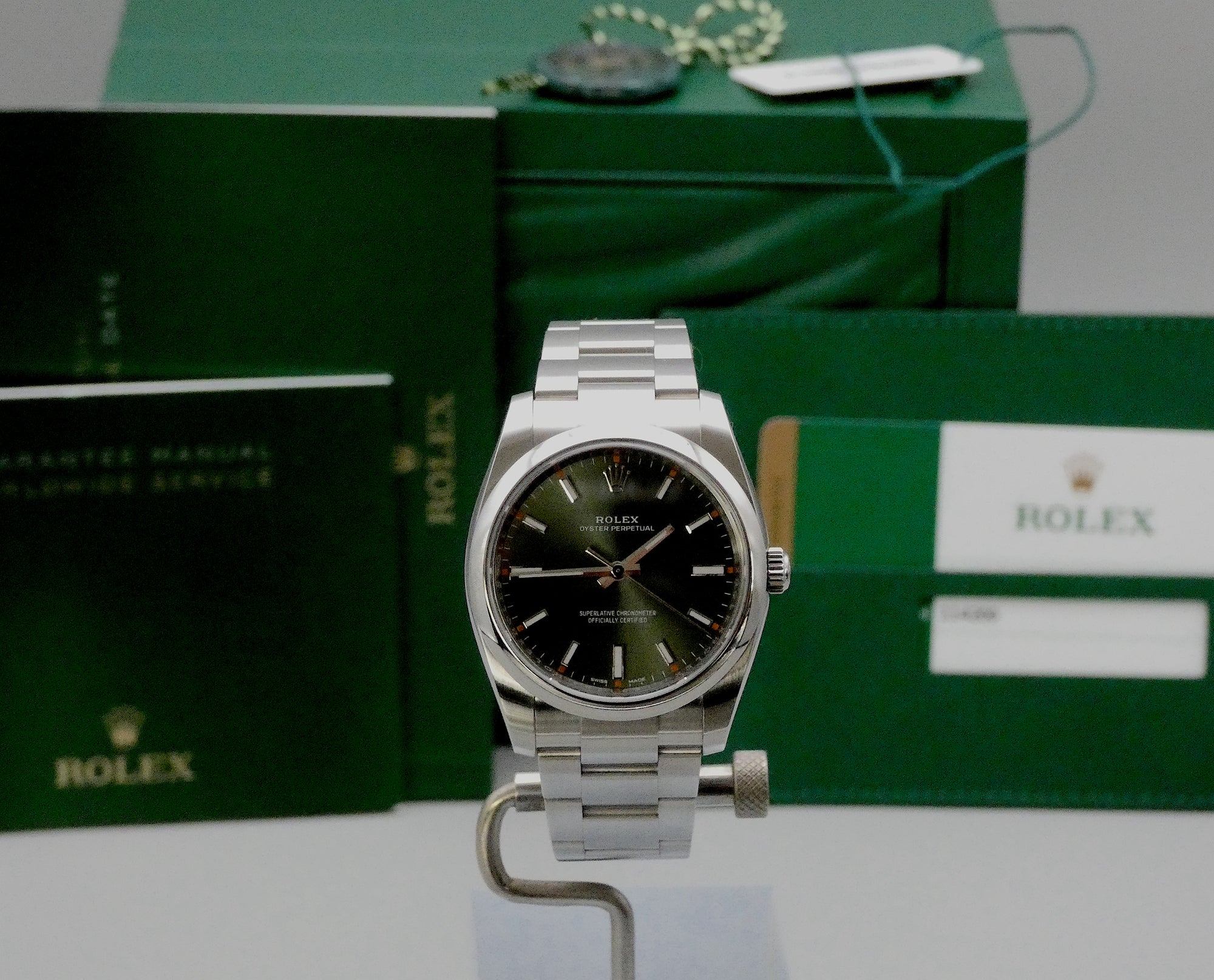 SOLD Rolex Air-King Olive Green Full set MINT