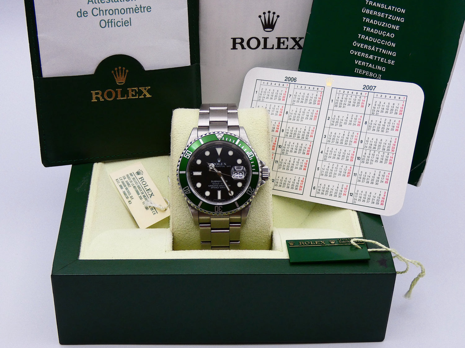 SOLD Rolex Submariner "Kermit" 2007 unpolished full set 16610LV