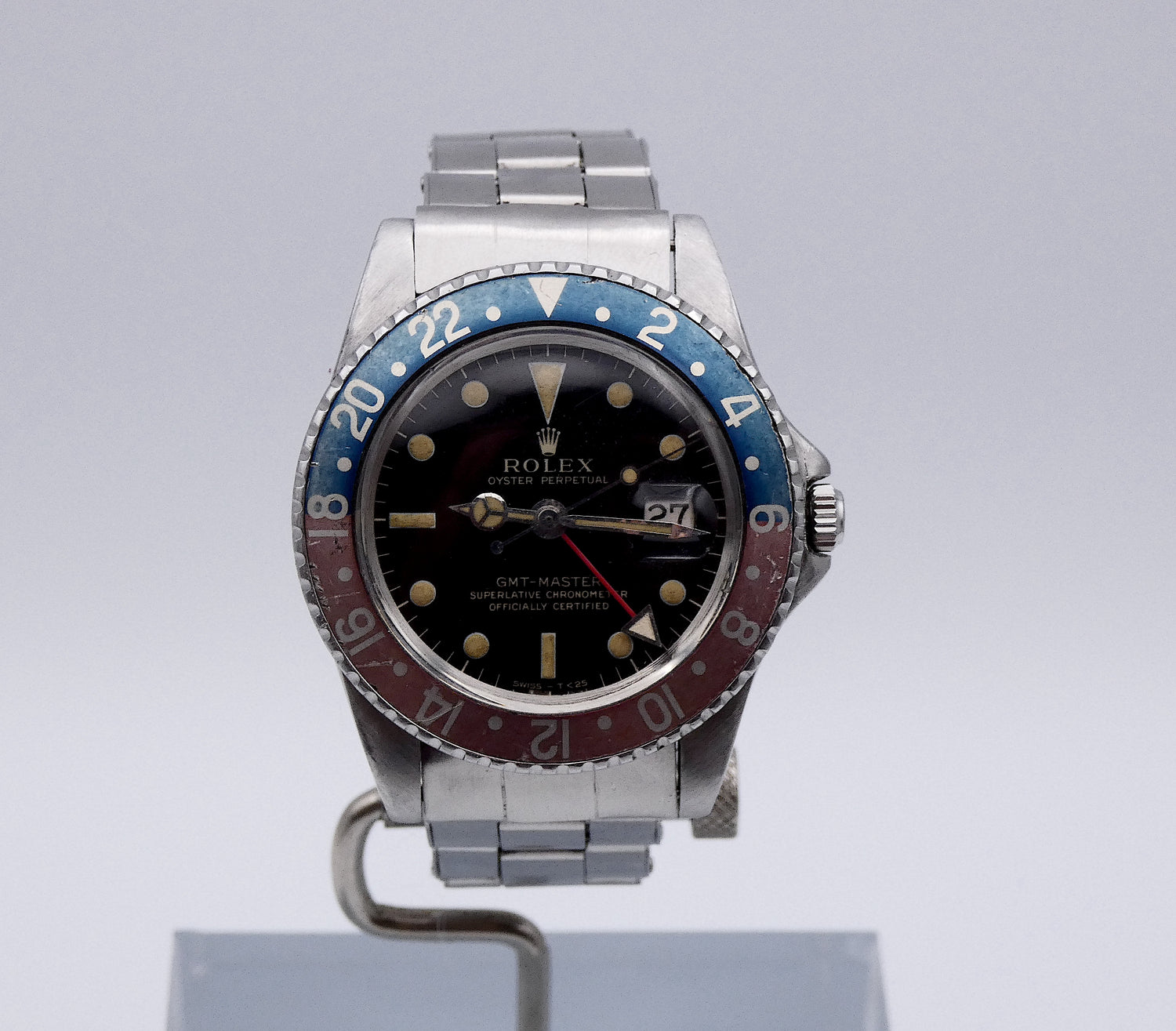 SOLD Rolex GMT-Master 1966 Glossy Gilt dial / hook 7 / and Rivet stretch bracelet