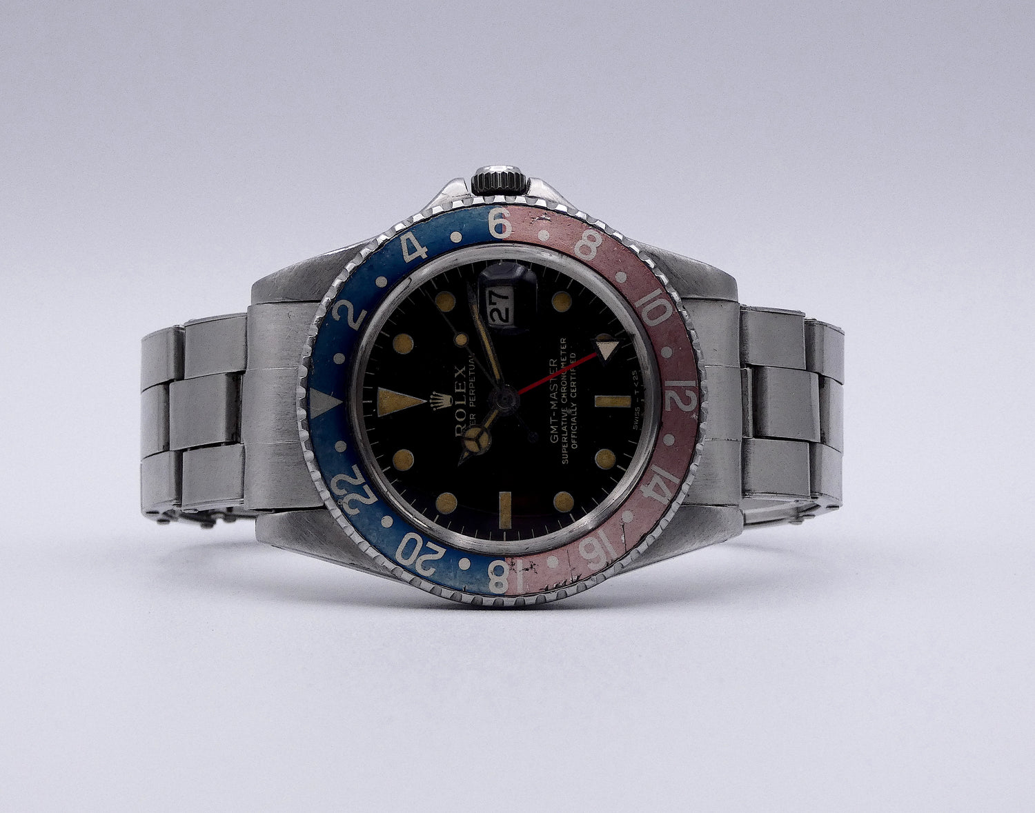 SOLD Rolex GMT-Master 1966 Glossy Gilt dial / hook 7 / and Rivet stretch bracelet