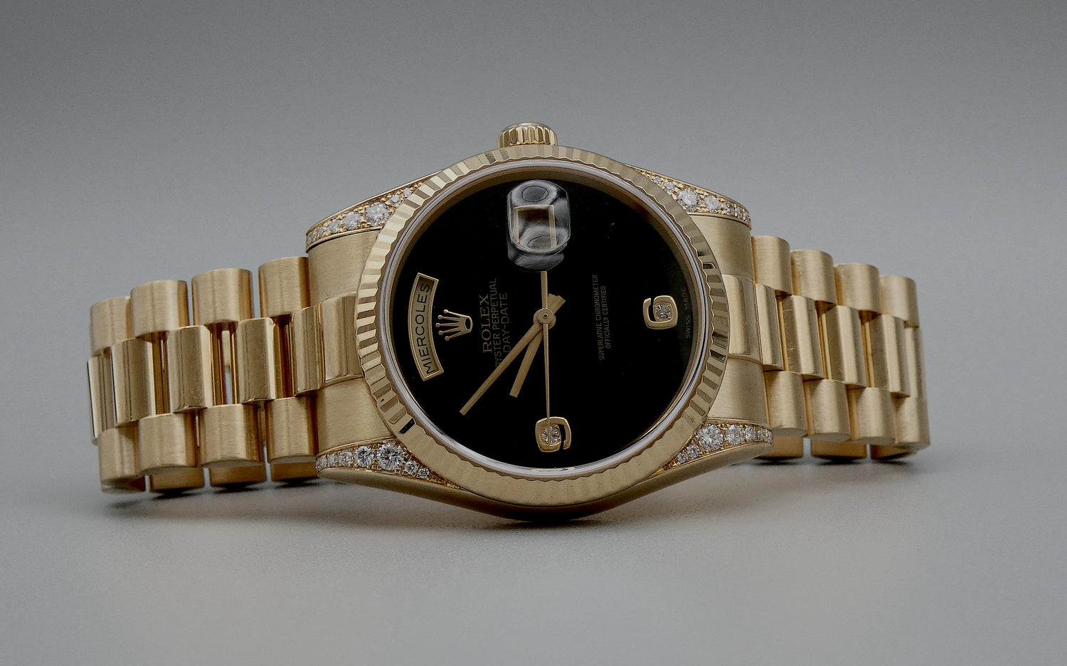 SOLD  Day-Date President 36 VERY RARE / MINT / Factory Onyx and diamond lugs