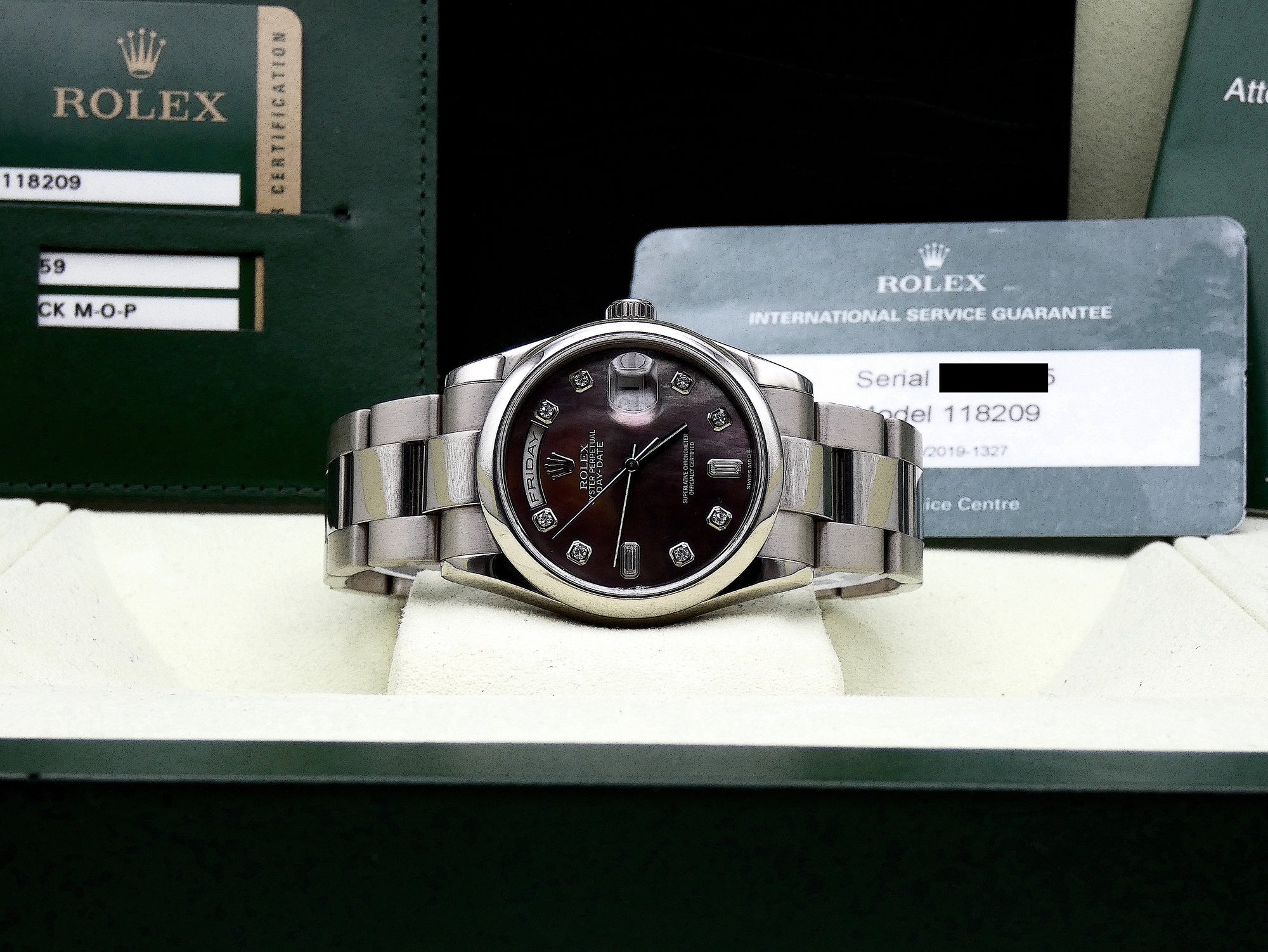 SOLD Rolex Rare Day-Date 36 Tahitian MOP Diamond Dial / 2012 / 2019 service