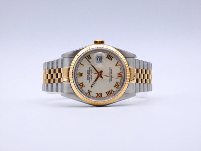 SOLD Rolex Datejust 36 16233 Rare Porcelain Cream dial / 1989 full set