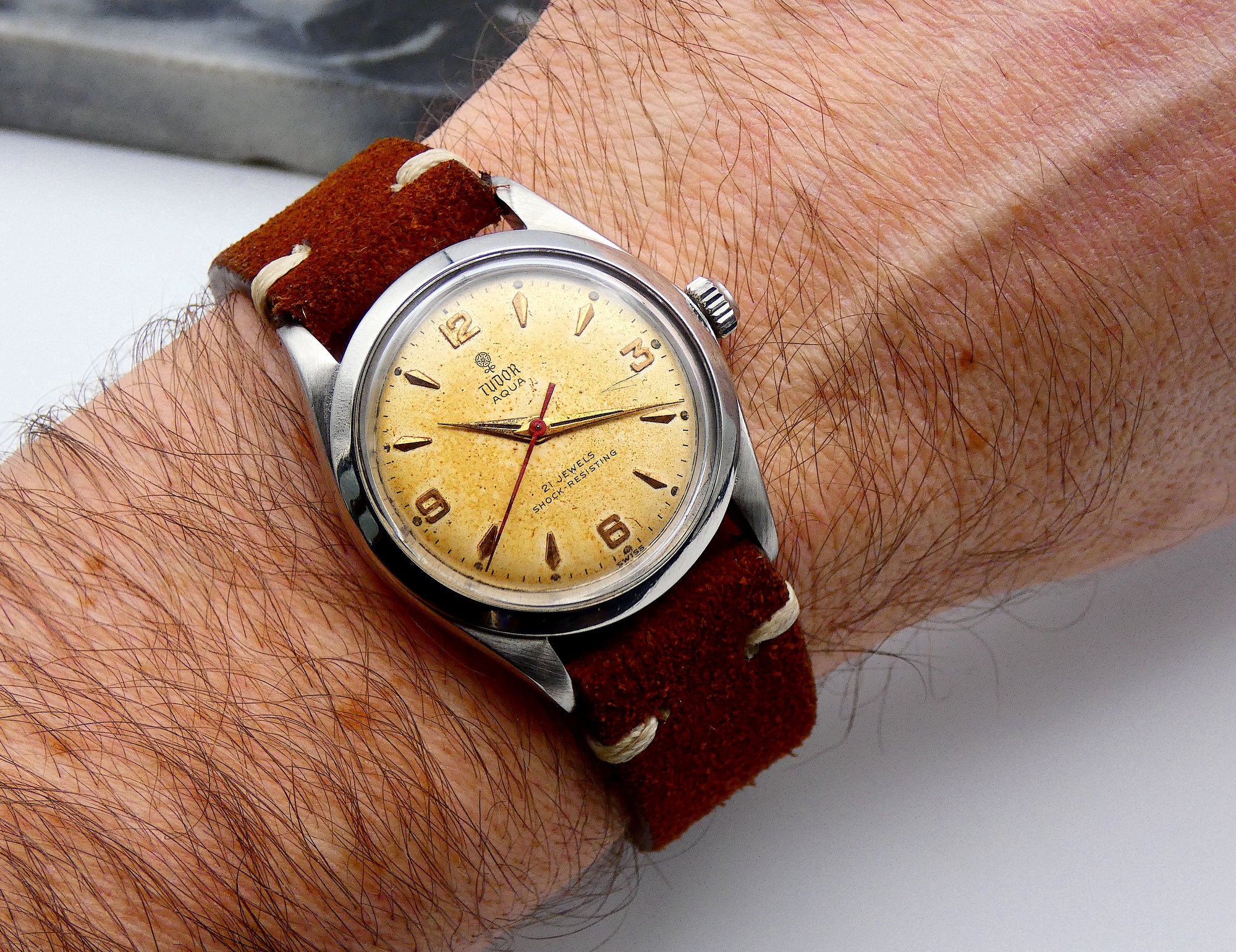 SOLD Tudor Aqua tropical / 1967 / Red second hand / rose indexes