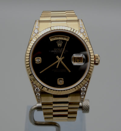 SOLD  Day-Date President 36 VERY RARE / MINT / Factory Onyx and diamond lugs